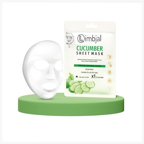 Organic Cucumber Face Sheet Mask with Hyaluronic Acid Serum - Hydrating & Soothing for All Skin Types | Deep Cleansing, Oil Control & Skin Repair | Paraben-Free Skincare for Women & Men | Perfect for Daily Use, Spa Days & Travel Skincare Routine