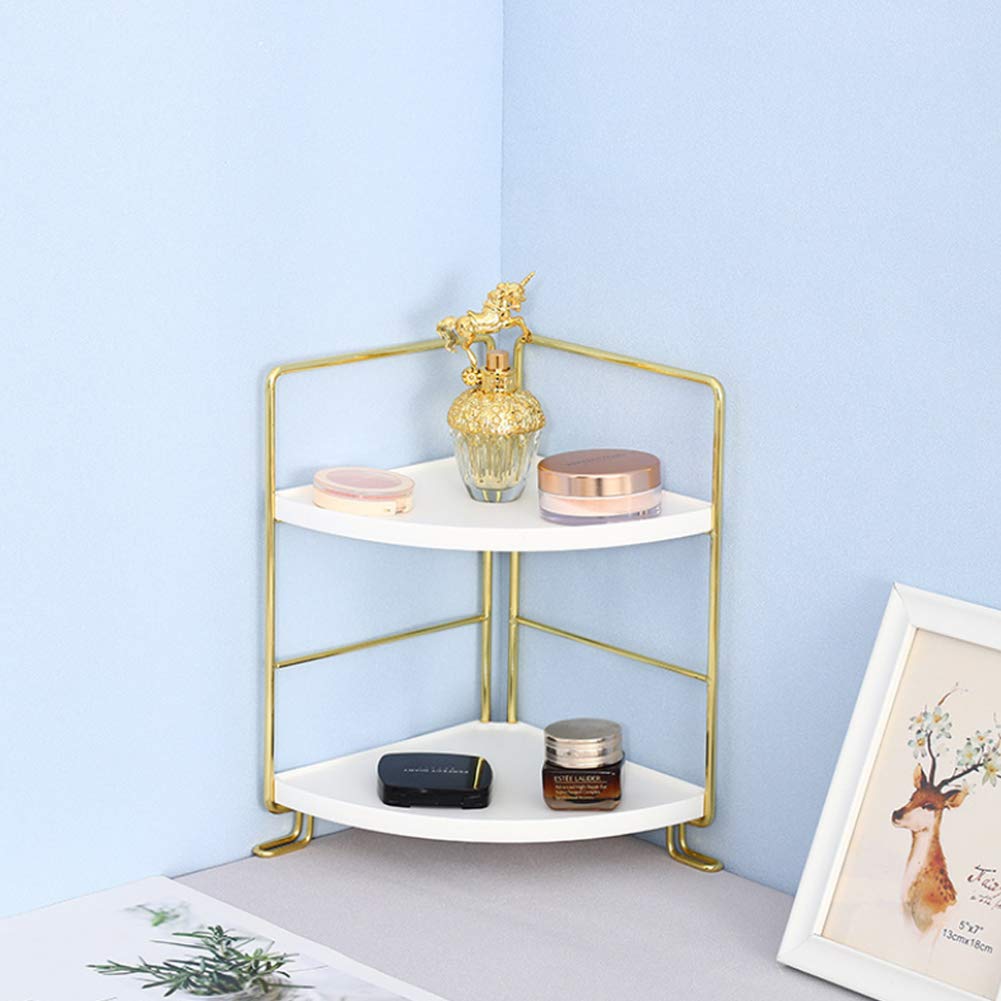 2-Tier Golden Triangle Spice Rack - Space-Saving Corner Shelf for Kitchen, Bathroom, Living Room & Bedroom - Perfect for Organizing Spices, Toiletries & Decorative Items