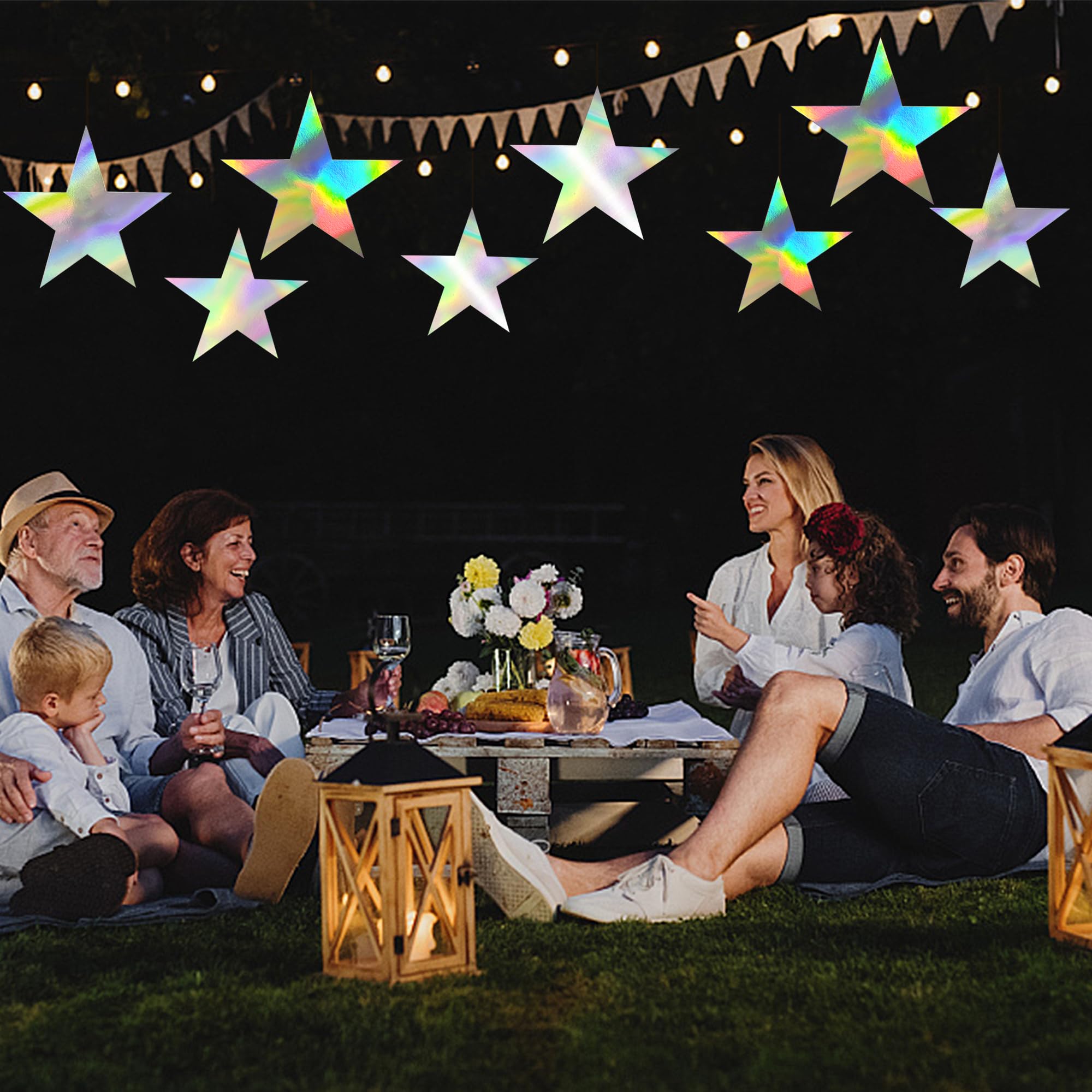 120 PCS Iridescent Five Star Cutouts - Double Sided Printed Cardboard Stars for Bulletin Board, Classroom Wall, Party Decorations | Perfect for DIY Crafts, School Projects, Birthday Parties & Holiday Celebrations