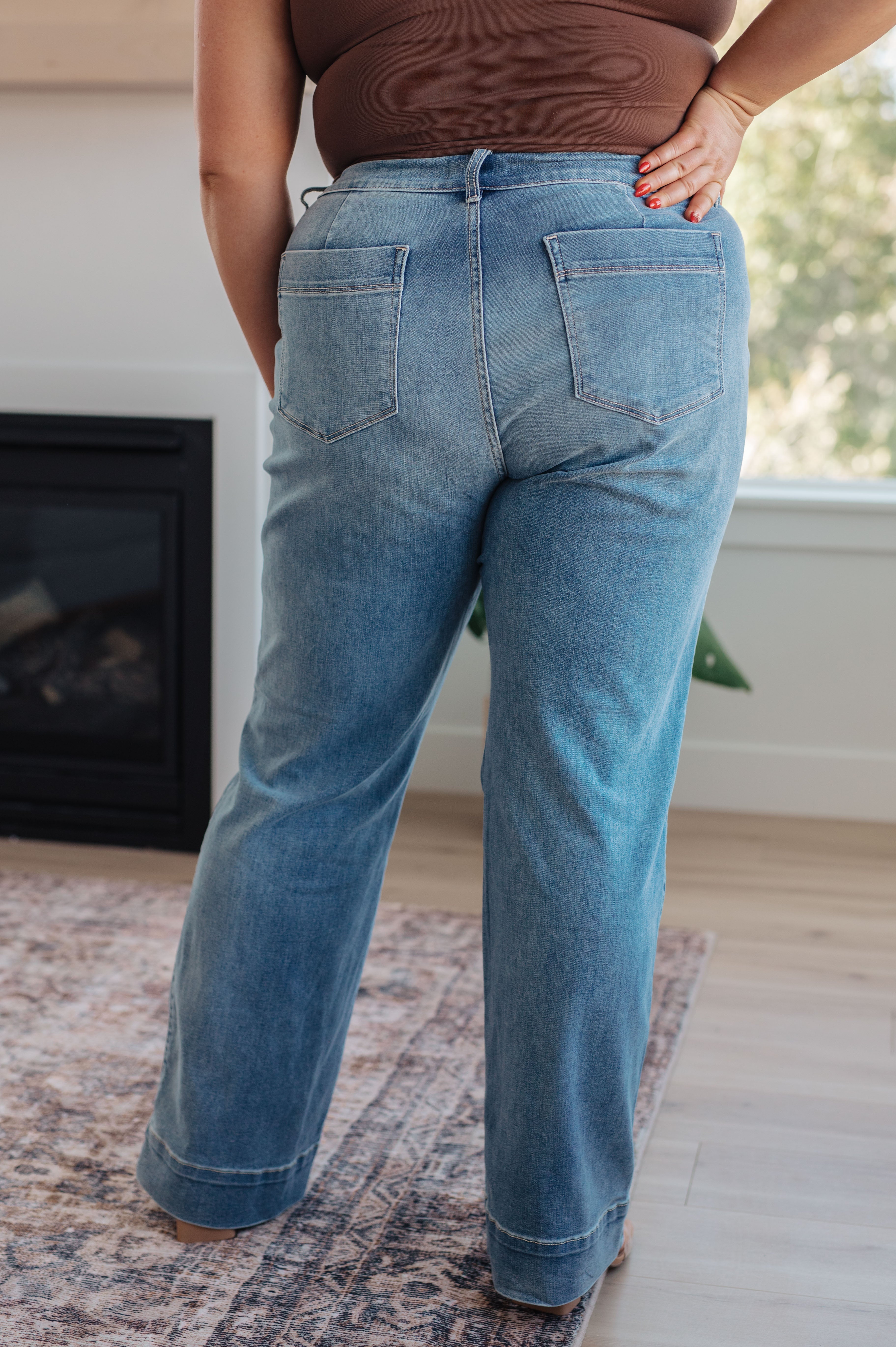 Mindy Mid Rise Wide Leg Jeans for Women - Comfortable Stretch Denim Pants - Casual & Chic Outfit for Everyday Wear, Office, or Weekend Outings