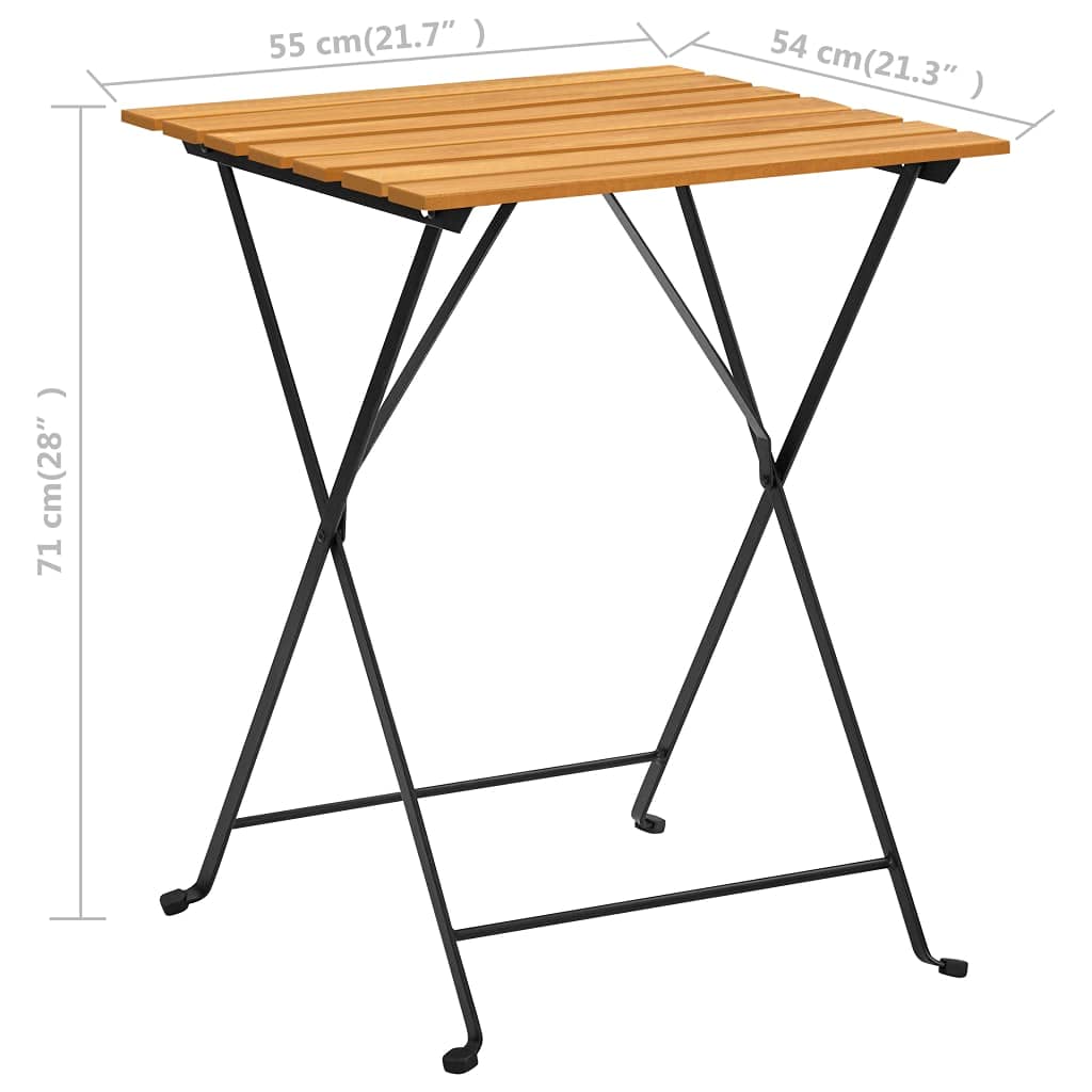 Acacia Wood Folding Bistro Table 21.7x21.3x28 Inch - Compact Outdoor Dining Table for Patio, Balcony, Garden, Poolside & Small Spaces - Fast Shipping