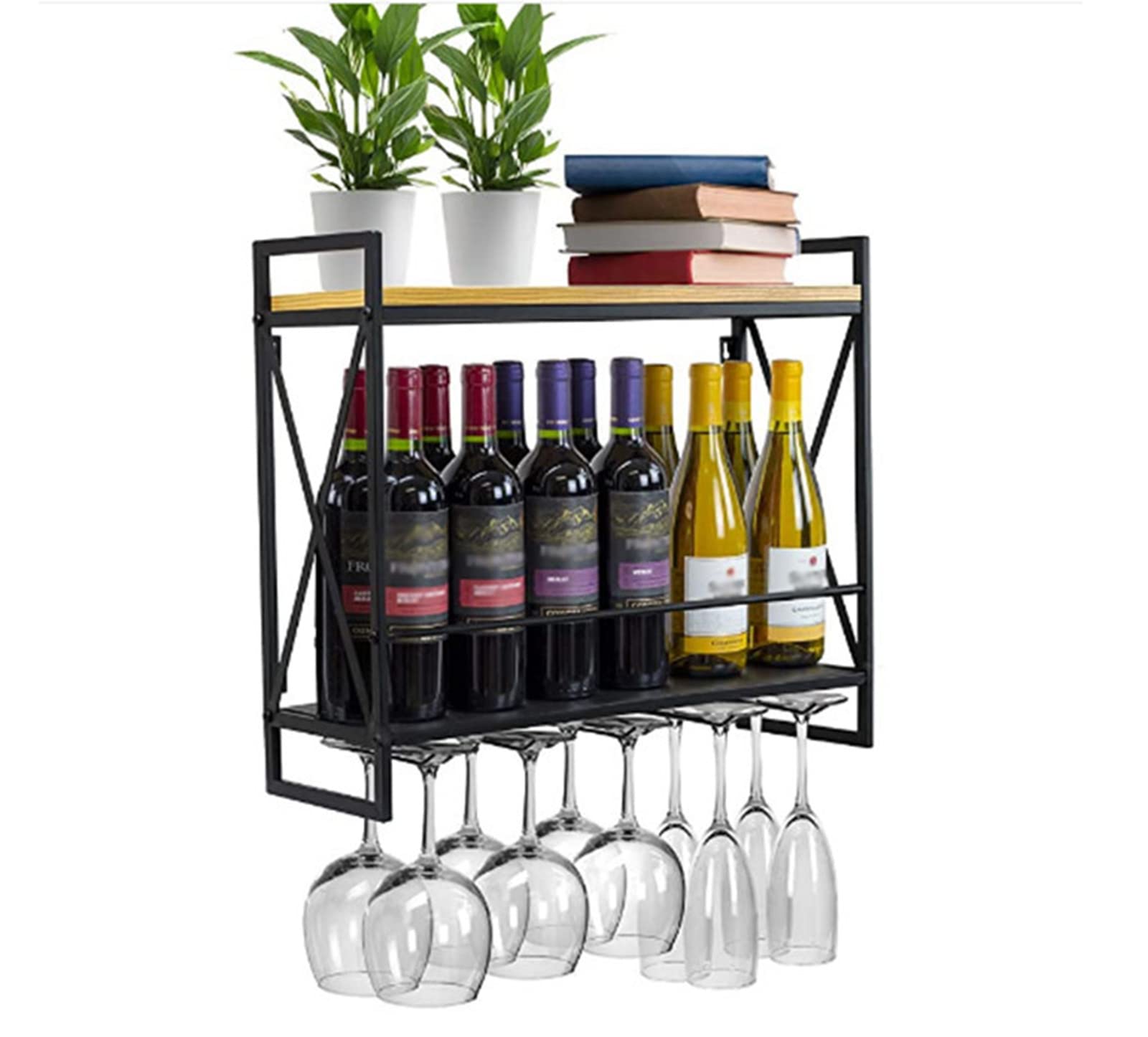 Wall Mounted Wine Rack - Metal Hanging Wine Glass Holder for Goblets & Stemware | Decorative Wine Display & Storage Organizer | Perfect for Kitchen, Bar, Dining Room & Home Decor