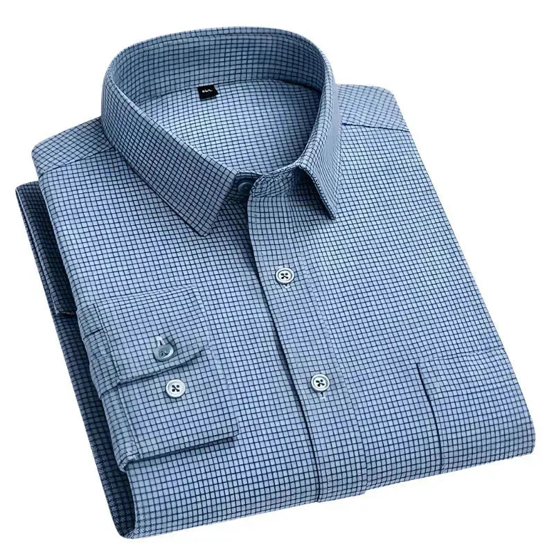 Men's Small Square Check Shirt - Casual Slim Fit Plaid Button Down Shirt for Work, Date & Outdoor Activities