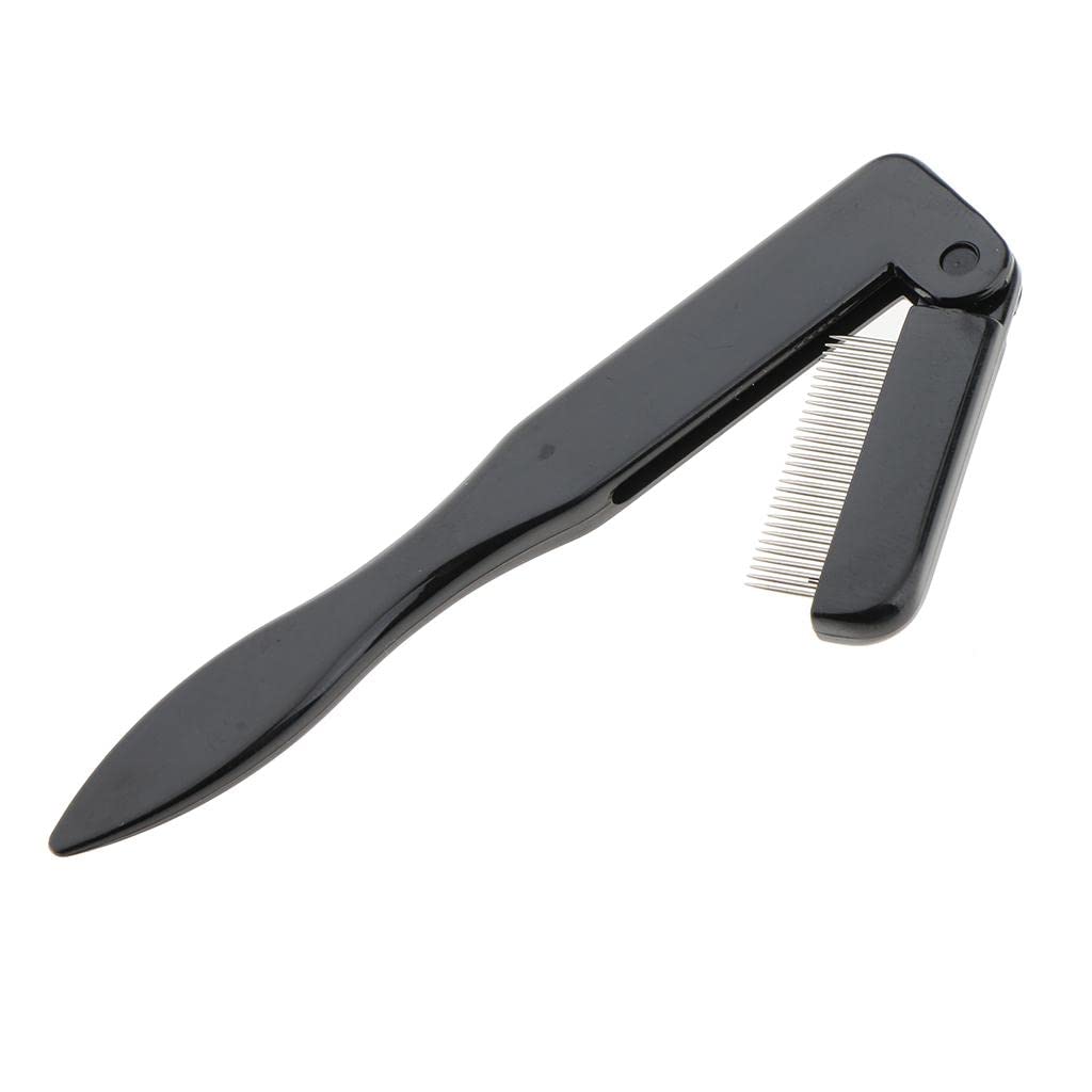 Professional Foldable Eyelash Comb & Eyebrow Brush with Stainless Steel Teeth - Perfect for Makeup Application, Lash Extension, and Eyebrow Grooming at Home or Salon