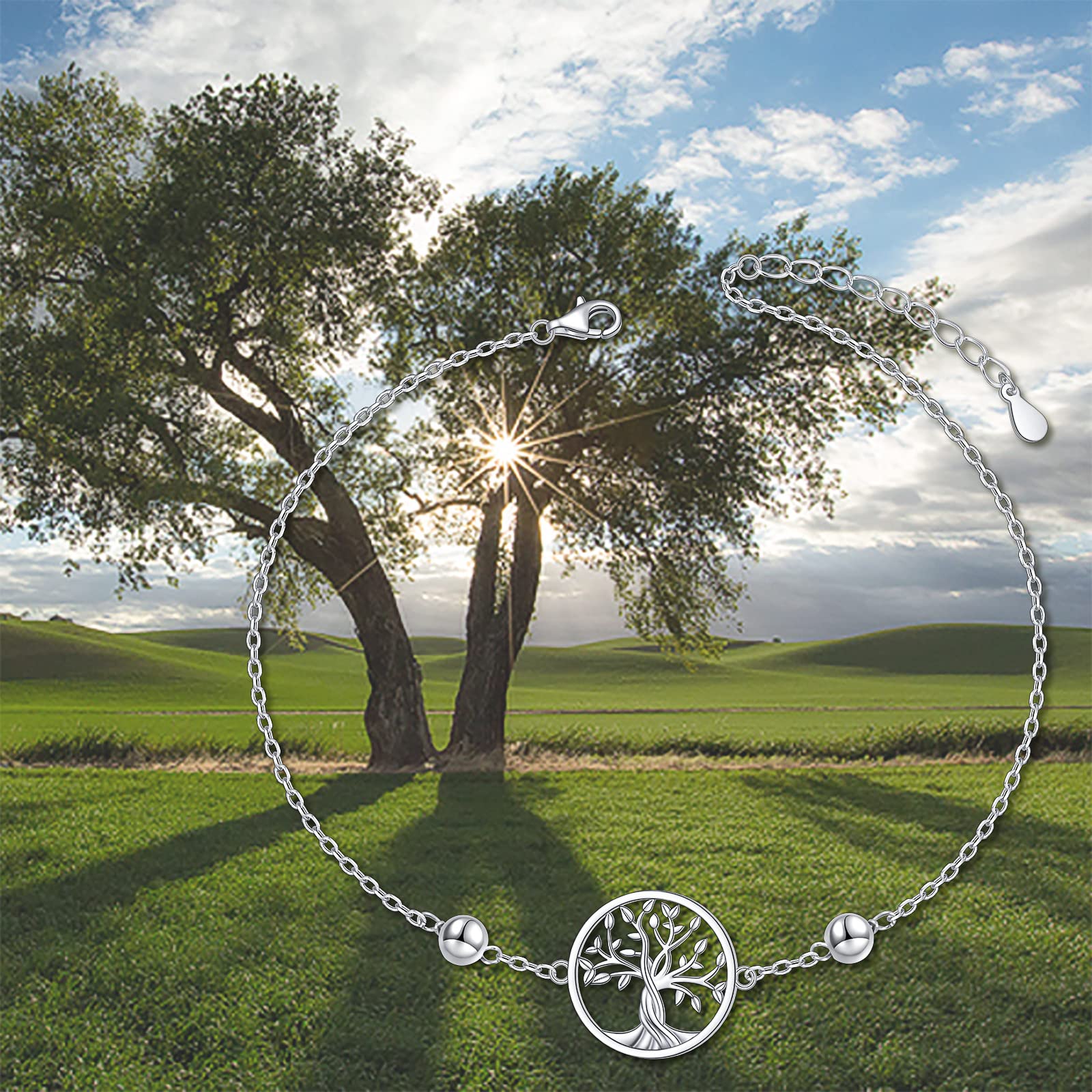 Women's Adjustable S925 Sterling Silver Anklet - Elegant Beach Foot Ankle Bracelet Jewelry Gift for Her | Perfect for Summer Vacations, Weddings & Boho Fashion