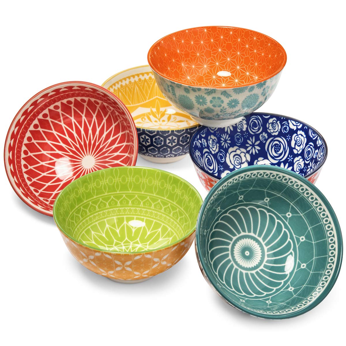 Annovero 10-Piece Dinner Plates & Dessert Bowls Set - Microwave & Dishwasher Safe Colorful Porcelain Dinnerware for Family Dining, Parties & Restaurant Use