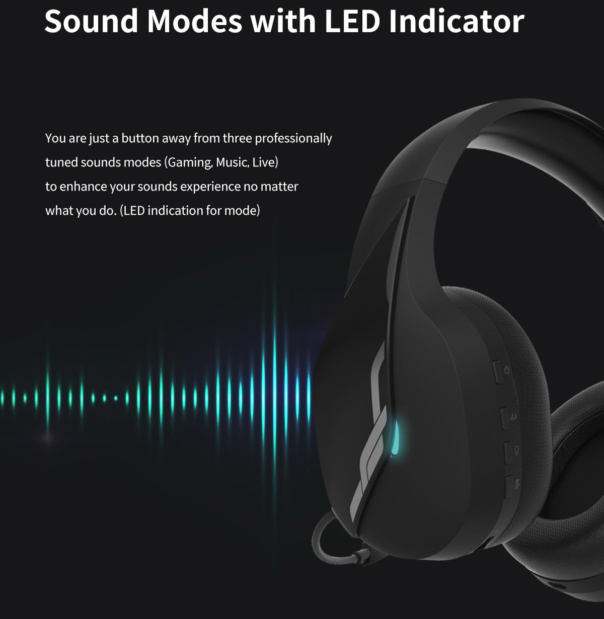 Zalman HPS700 Archer Wireless Gaming Headset with Detachable Mic, LED Indicator, USB-C Charging & Memory Foam Ear Cushions - Perfect for PC Gaming, Music Streaming & Online Meetings (Black)