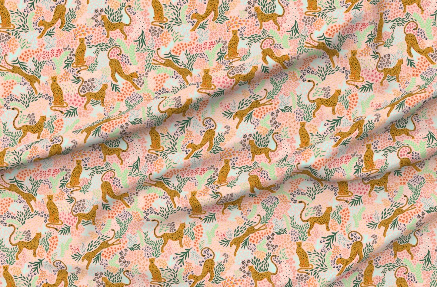 Modern Animal Print Boho Jungle Coral Pink Mustard Abstract Botanical Minky Fabric by The Yard - Soft Plush Material for Sewing Baby Blankets, Quilt Backing & DIY Projects - Perfect for Nursery Decor, Home Textiles & Crafting