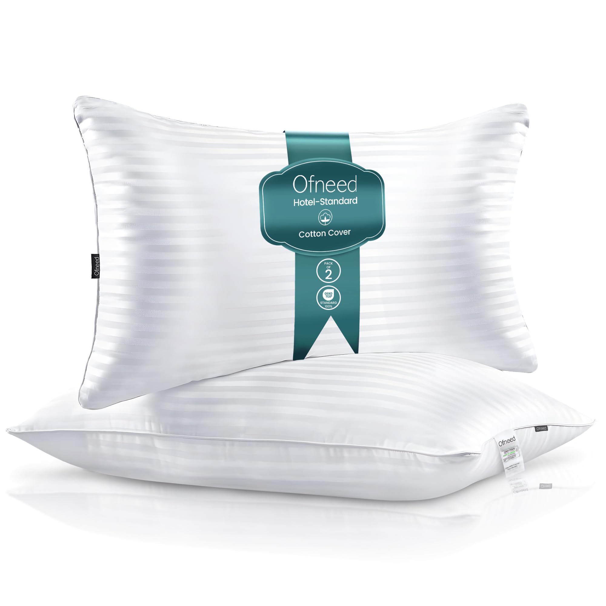 Premium Down Alternative Bed Pillows (King Size, Set of 2) - Hypoallergenic, Cooling & Breathable Cotton Cover - Hotel Quality Support for Side & Back Sleepers - Fluffy Comfort for Bedroom, Guest Room & Luxury Hotels