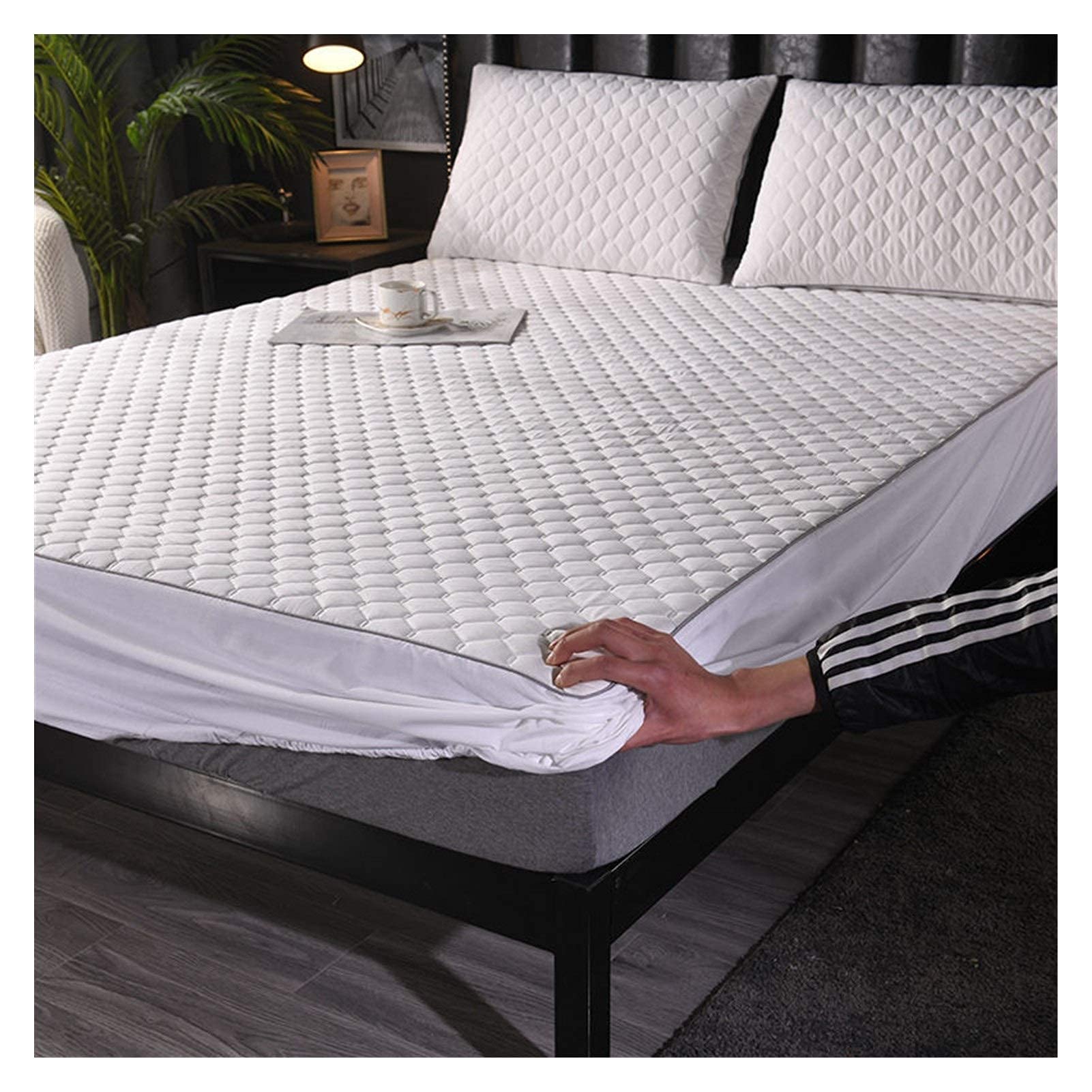 Premium 100% Cotton Quilted Mattress Protector Cover - King/Queen Size (100x200x25cm) - Breathable, Hypoallergenic Bedding for Allergy Relief & Comfortable Sleep - Perfect for Hotels, Guest Rooms & Home Use