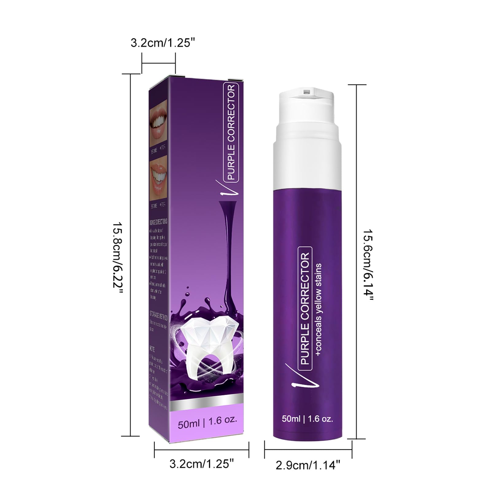 Purple Teeth Whitening Toothpaste for Smokers & Sensitive Teeth - Professional Whitening & Stain Removal Dental Care - Fresh Breath & Gentle Cleaning for Daily Oral Hygiene