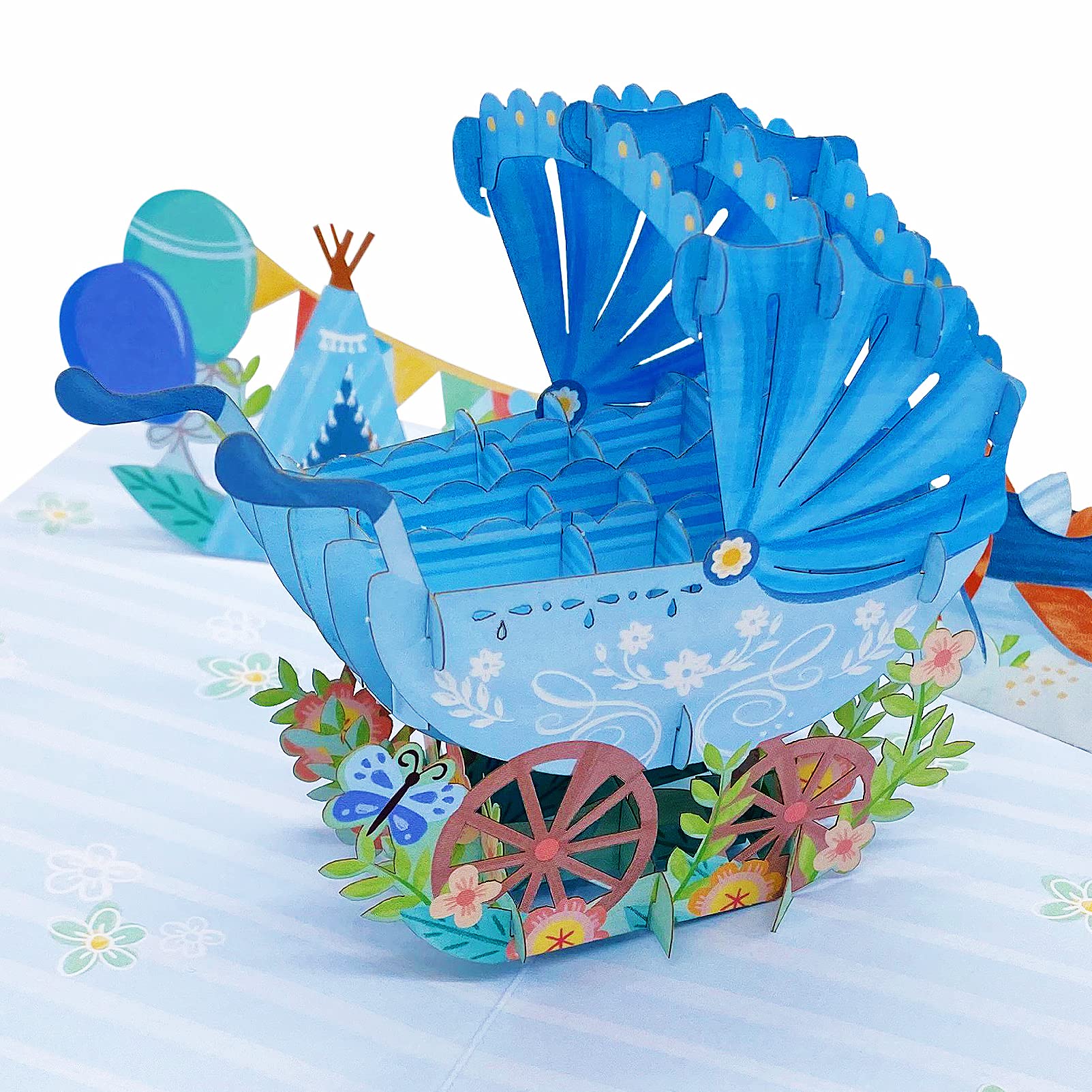 Liif 3D Pop Up Greeting Card for Baby Boy - Perfect for Baby Showers, Newborn Celebrations & Congratulations | Unique Keepsake Gift for New Parents & Gender Reveal Parties