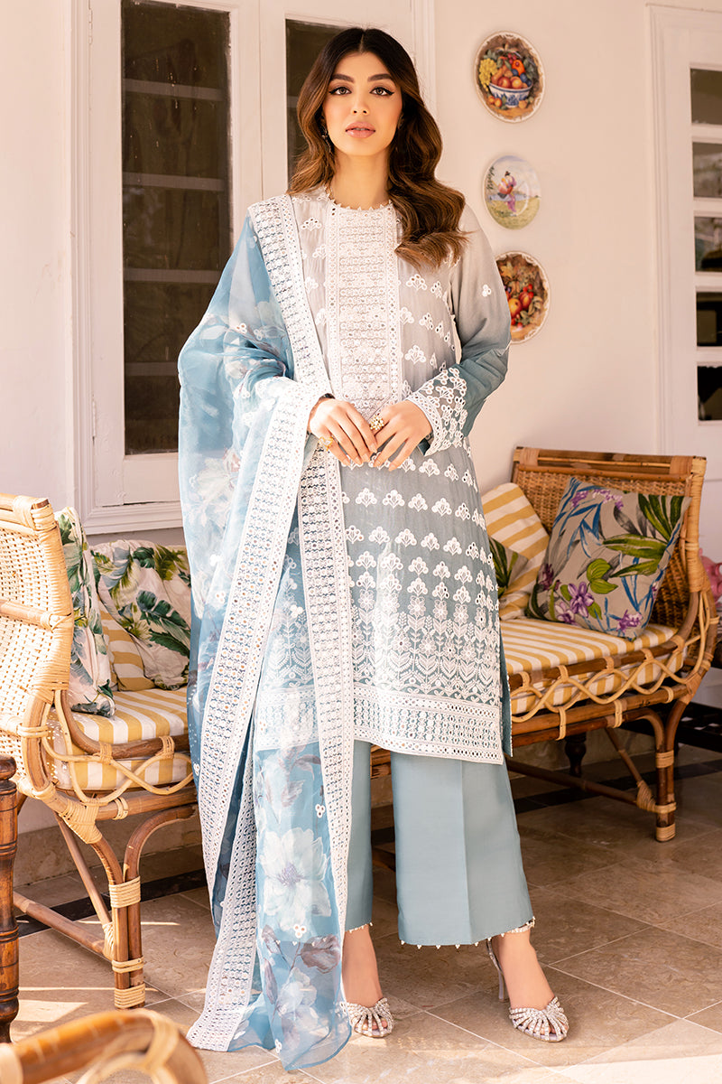 Imperial Mist 3-Piece Silk Embroidered Suit for Women – Luxury Formal Wear for Weddings, Parties & Special Occasions