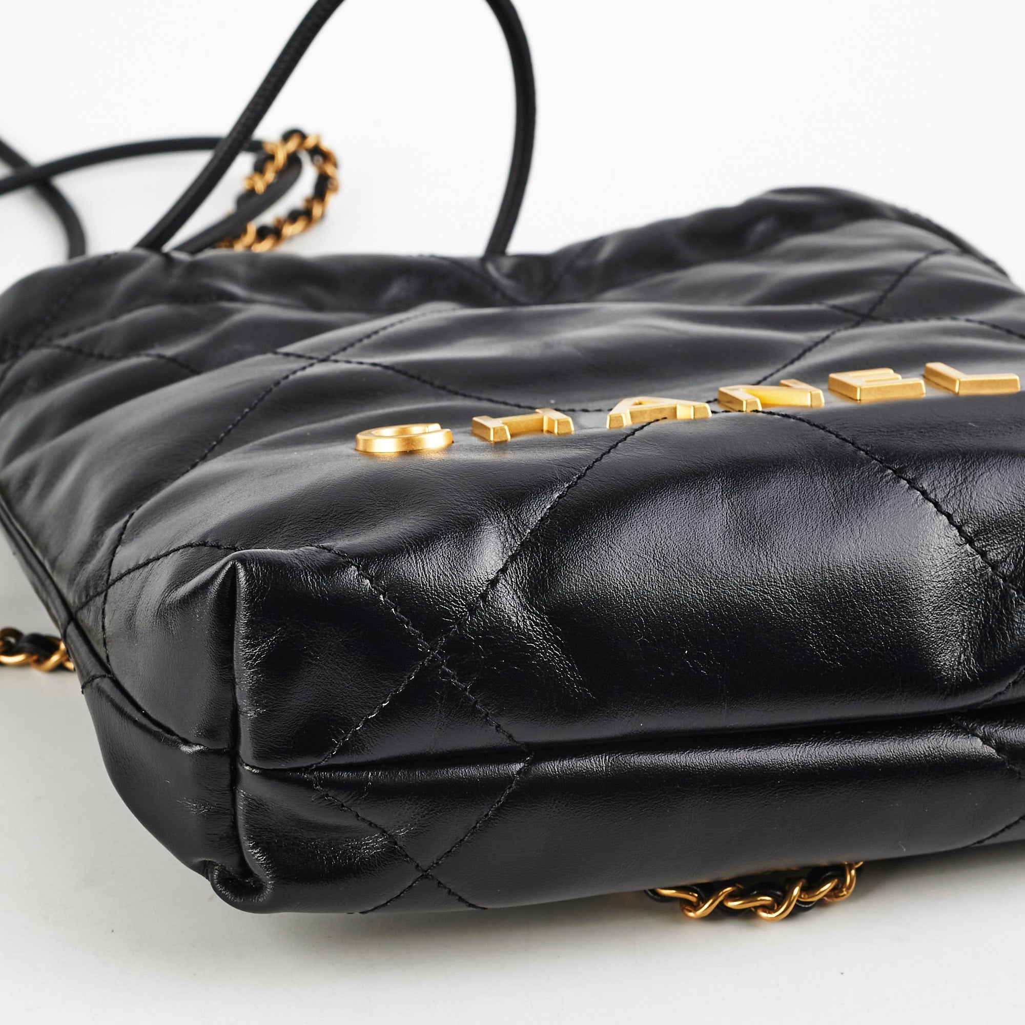 Chanel Mini 22 Bag Black Lambskin Leather Crossbody Purse for Women - Perfect for Date Night & Evening Events
