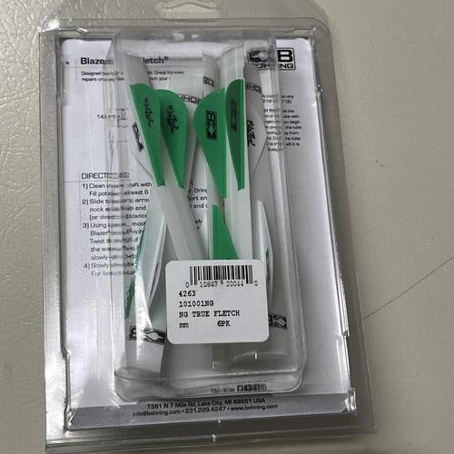 Bohning Blazer Quickfletch 6-Pack - Neon Green & White Archery Vanes for Hunting & Target Practice