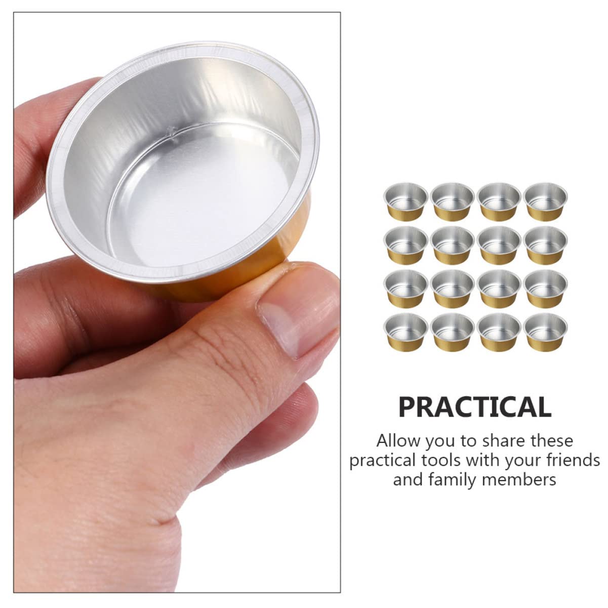 100 Pcs Golden Aluminum Foil Wax Melting Bowls - Mini Candle Warmer Pots for Wax Melts, Durable Wax Containers & Waxing Supplies - Perfect for DIY Candles, Aromatherapy & Home Spa Use