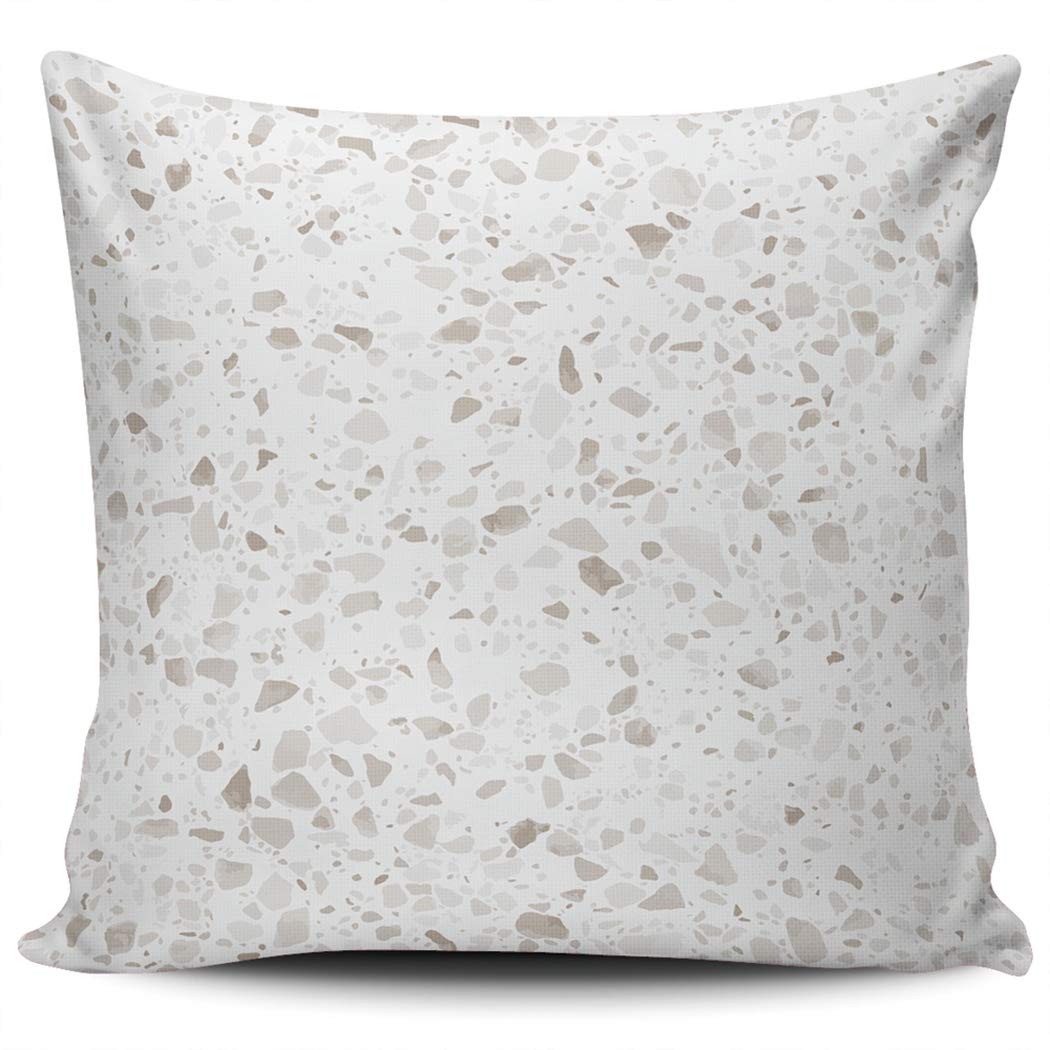 KELEMO 16x16 Inch Terrazzo Mosaic Print Throw Pillow Covers - Natural Stone Granite Marble Quartz Concrete Design, Double Sided Decorative Cushion Covers for Indoor & Outdoor Use - Perfect for Sofa, Bed, Patio and Home Decor