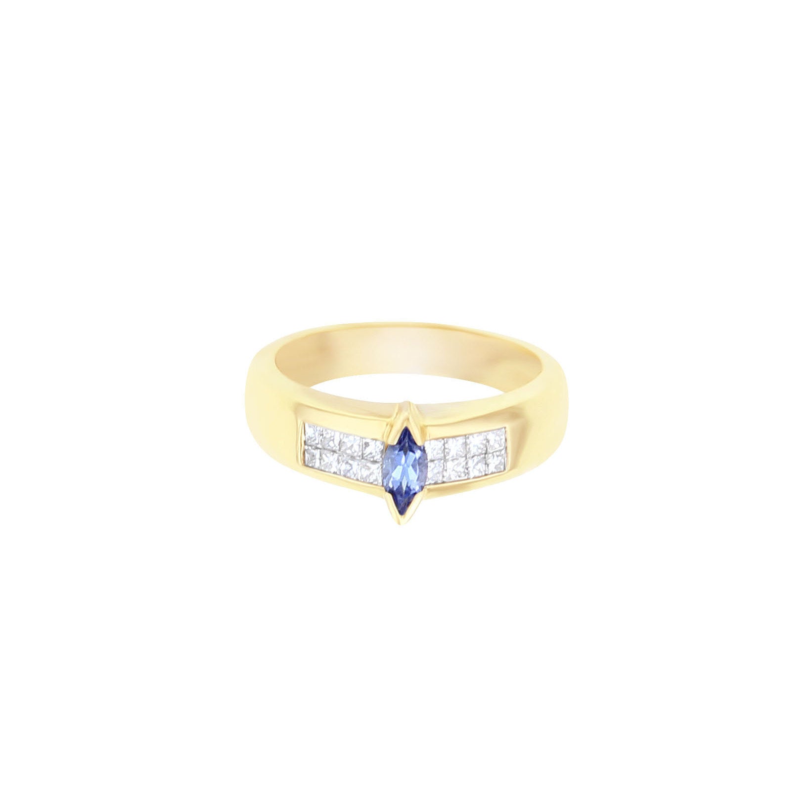 0.40cttw Diamond & Marquise Sapphire Ring in 14K Yellow Gold - Elegant Jewelry for Weddings, Anniversaries & Special Occasions