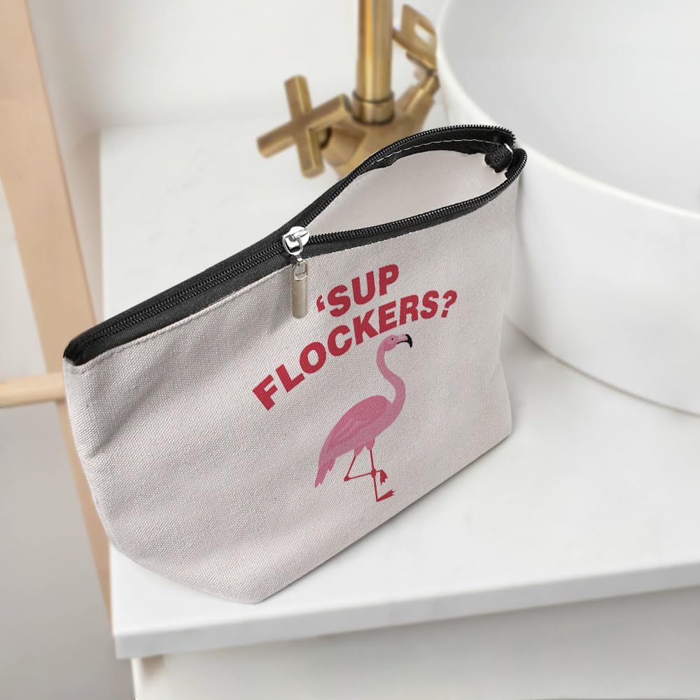 Pink Flamingo Makeup Bag for Women | Waterproof Cosmetic & Toiletry Travel Organizer | Perfect for Summer Vacation, Bridesmaid Gifts, Birthday, Christmas, Graduation | Great for Beach Trips, Pool Parties & Girls Getaways