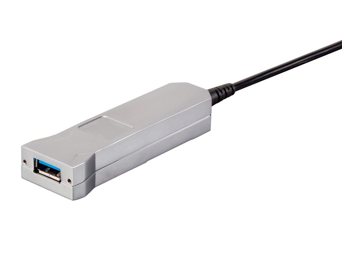 Monoprice USB 3.0 Type-A Male to Female Extension Cable - 98.4ft Fiber Optic SlimRun Silver - High Speed Data Transfer for PC, Laptop, Printer, External Hard Drive & Home Office Setup