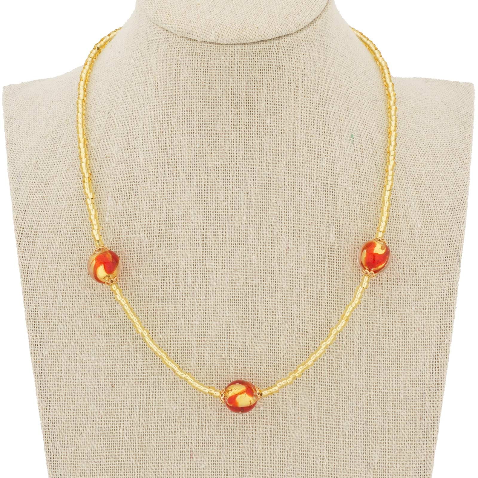 Venetian Murano Glass Royal Red Ball Necklace - Handmade Italian Jewelry for Women, Elegant Gift for Weddings & Special Occasions