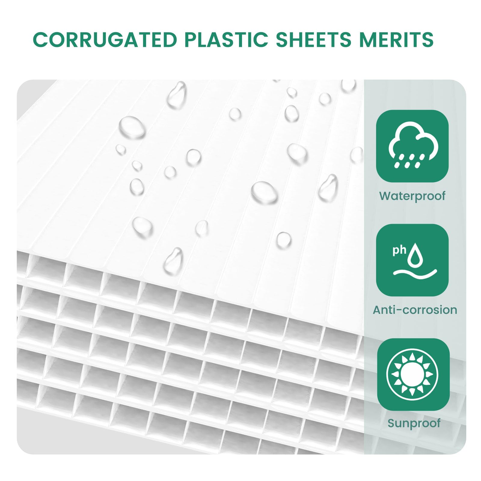 4mm Thick White Corrugated Plastic Sheets (24x36 Inches) - Pack of 3 Waterproof Coroplast Poster Boards for Indoor & Outdoor Signage, Displays, and DIY Projects - Lightweight & Durable Plastic Board