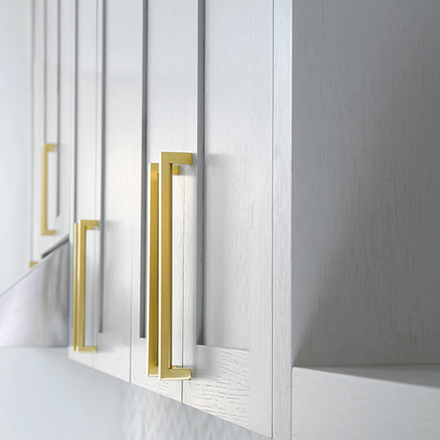 Homdiy Gold Cabinet Pulls LSJ12GD - 50 Pack Square Modern Metal Drawer Handles (320mm) for Kitchen Cabinets & Furniture | Durable Hardware for Drawers, Wardrobes & Storage Units