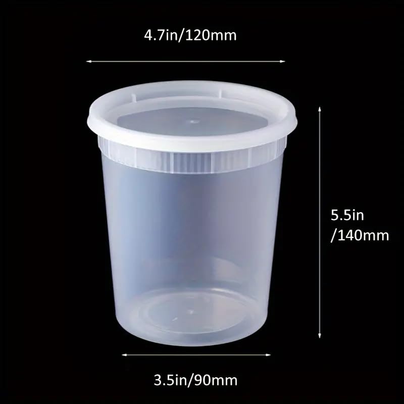 24-Piece Food Storage Containers Set - 32 oz BPA-Free Plastic Deli Containers with Lids | Stackable, Leakproof & Microwave/Dishwasher/Freezer Safe | Perfect for Meal Prep, Soup, Slime & Leftovers Storage