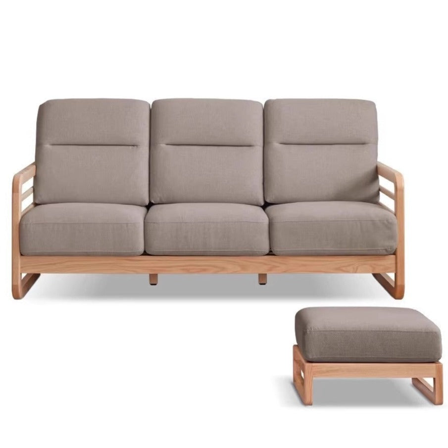 Oak Wood Fabric Sofa with String Style Backrest - Modern Living Room Furniture for Comfortable Home Decor