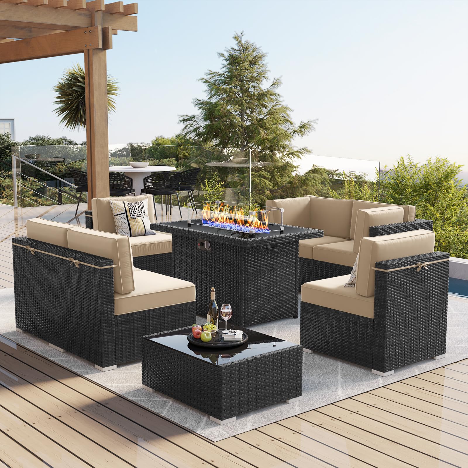 LayinSun 8-Piece Outdoor Patio Furniture Set with 44