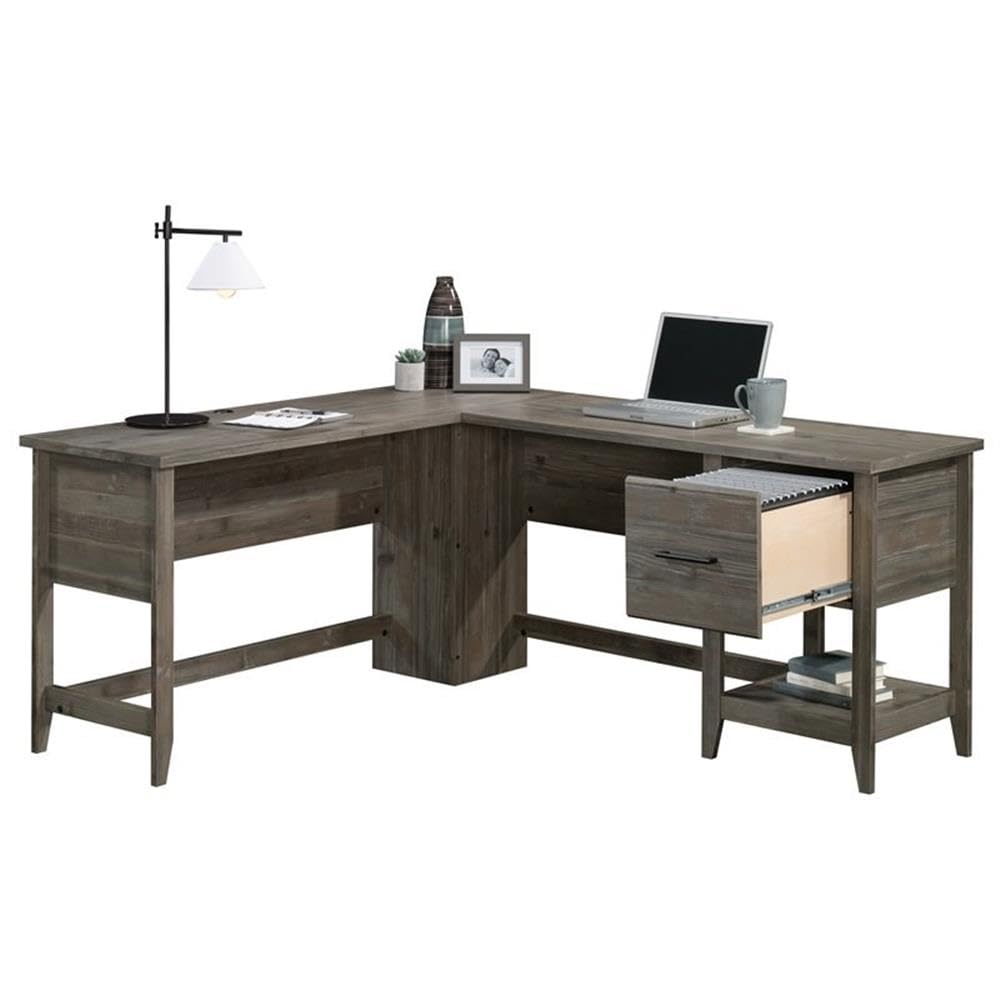 UrbanPro 1 Drawer Modern Engineered Wood L-Shaped Desk in Pebble Pine - Home Office Workstation for Small Spaces & Gaming Setup