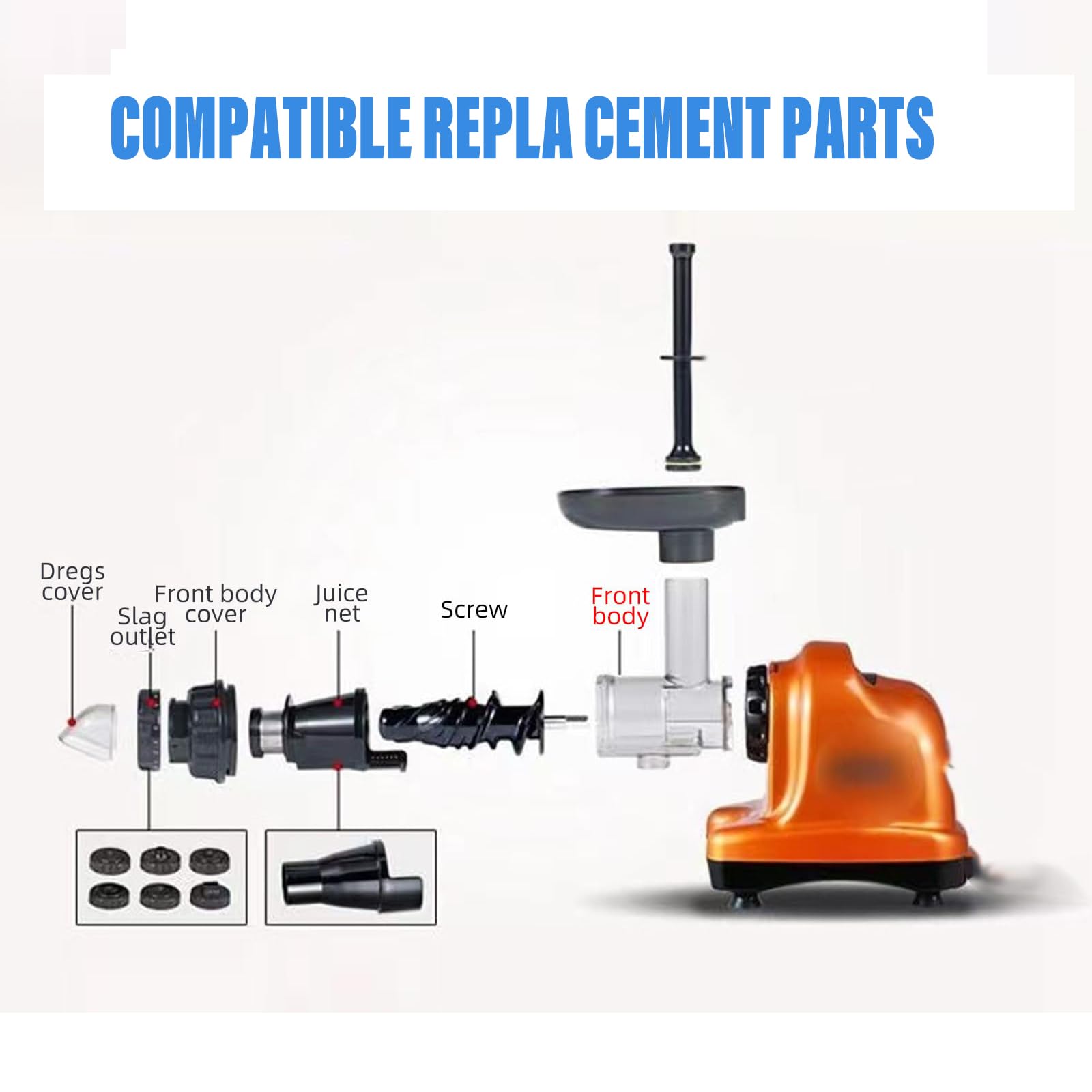 Omega Juicer Replacement Parts - Slow Juicing Attachments Compatible with 8003, 8004, 8005, 8006 Models (Not for J8006HDS/J8006HDC/8007/8008) - Perfect for Healthy Juicing at Home or Commercial Use