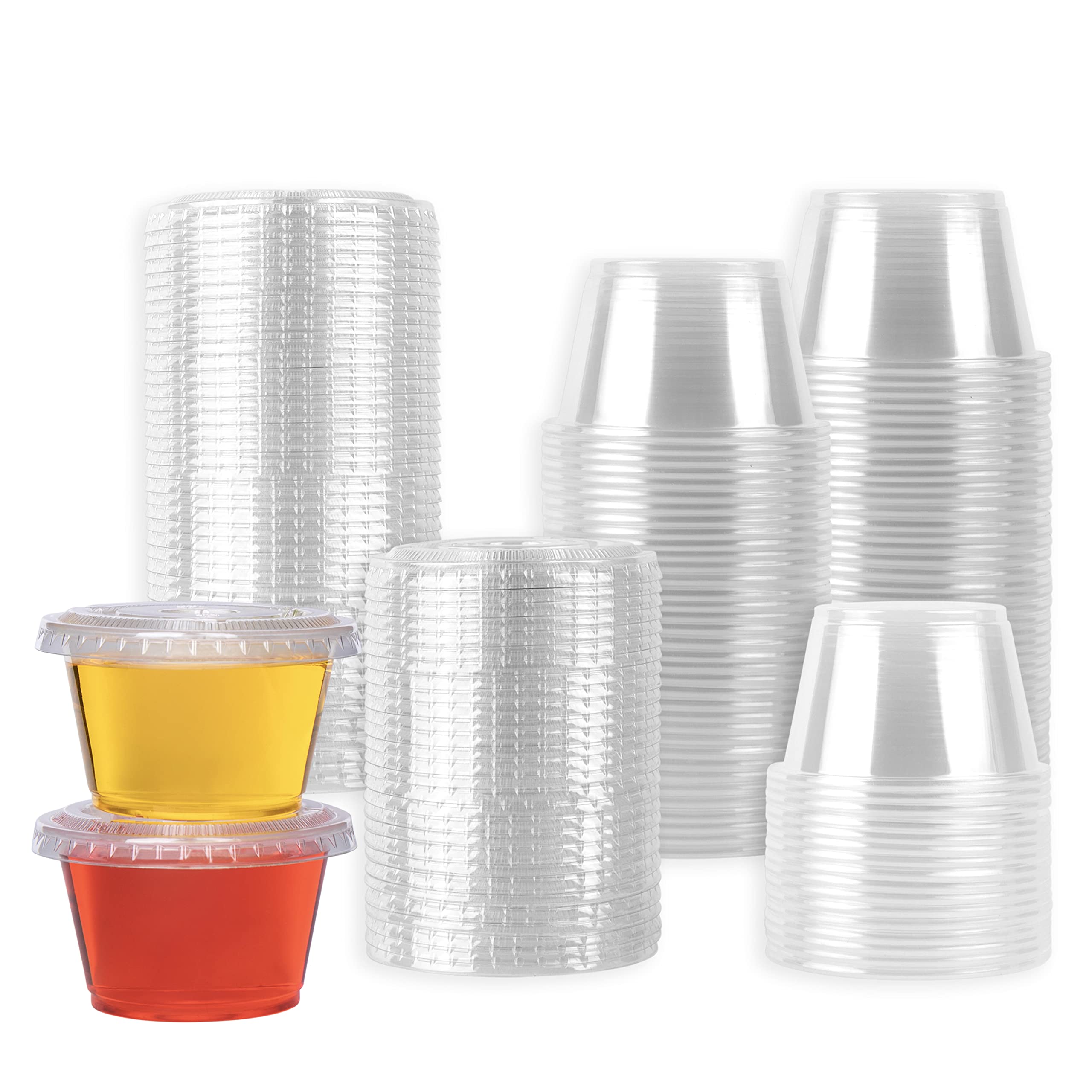50 Sets - 4 oz. GalaShield Jello Shot Cups with Lids | Small Plastic Condiment Containers for Sauces, Dressings, Portion Control | Perfect for Parties, Catering & Food Storage | BPA-Free & Reusable