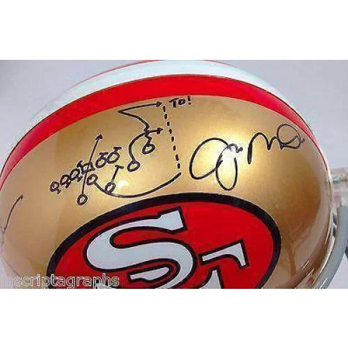Authentic Joe Montana & Dwight Clark 'The Catch' Signed 49ers Helmet with JSA COA - Perfect for NFL Memorabilia Collectors & San Francisco 49ers Fans Display