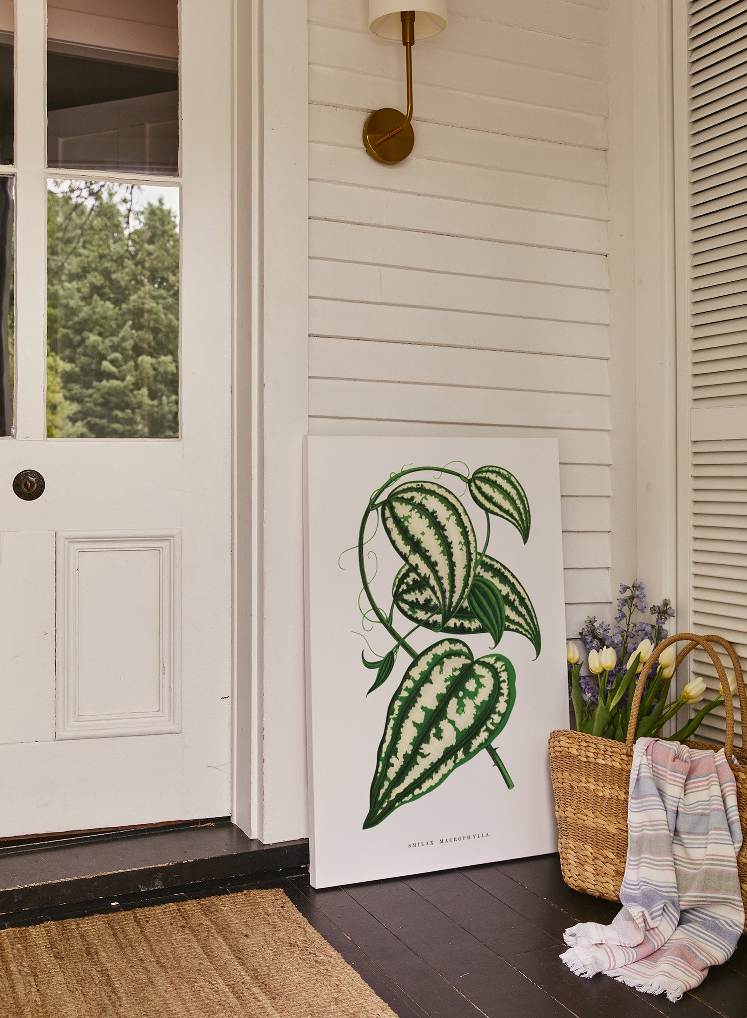 Large Leaf Greenbrier Vine - Natural Canvas Texture - Perfect for Home Decor, Wall Art & DIY Craft Projects