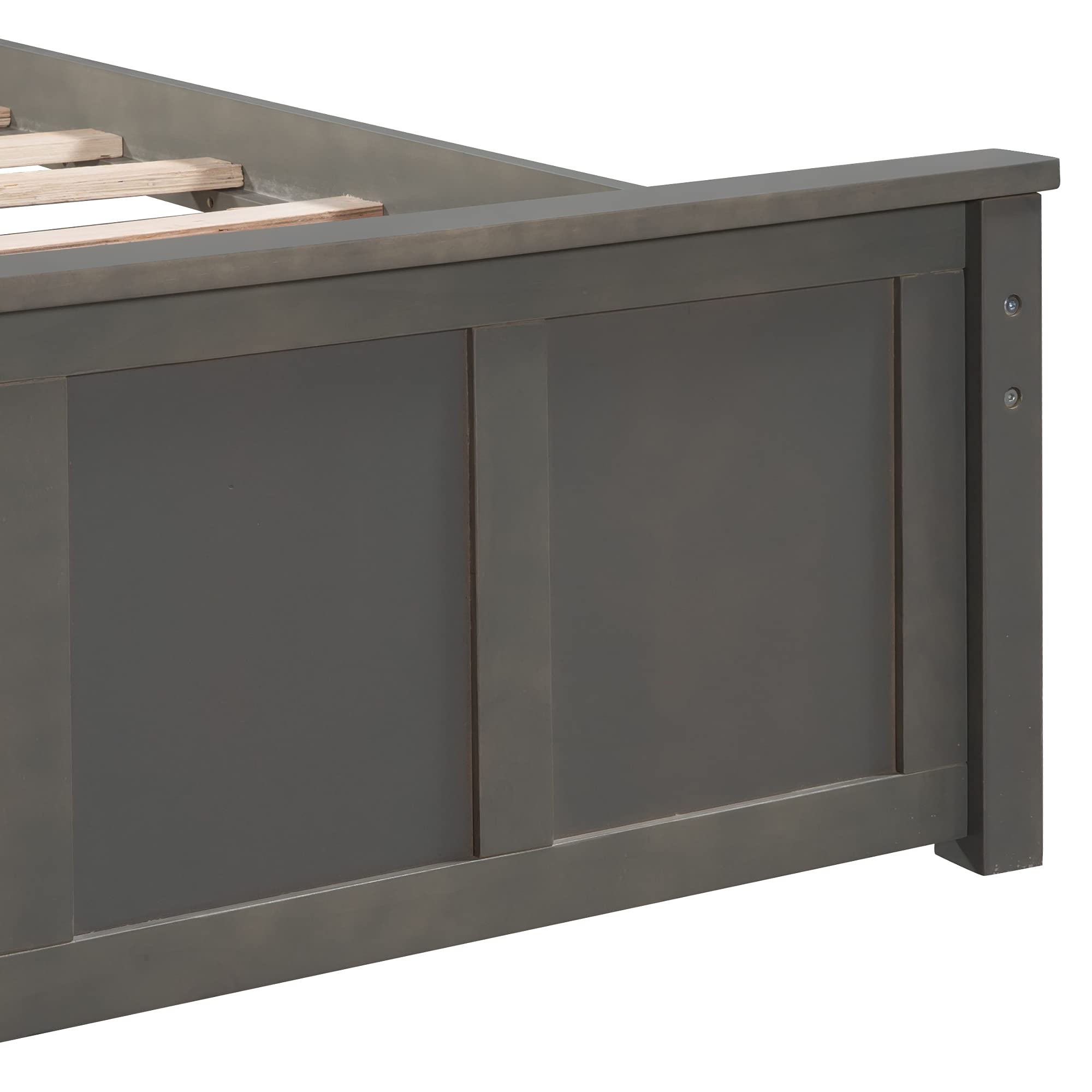 MERITLINE Twin Size Wooden Bed Frame with Headboard & Under Bed Storage Drawers - Grey Platform Bed for Kids, Teens, Boys and Girls | Perfect for Small Bedrooms, Guest Rooms & Dormitories