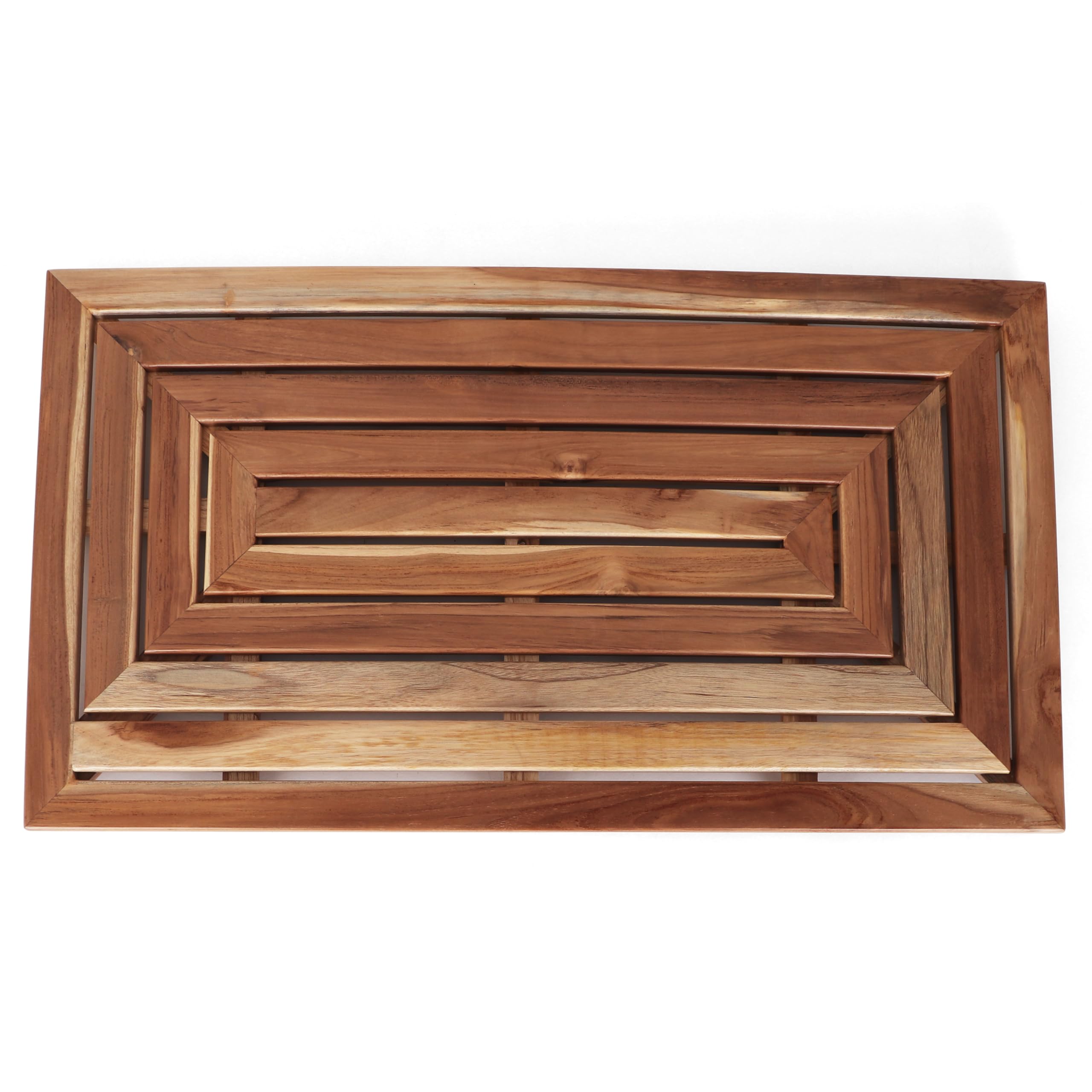 Premium Teak Wood Bath Mat for Shower & Bathtub - Natural Wooden Bathroom Floor Mat with Drainage Slats - Non-Slip Spa & Bath Accessories - Perfect for Bathroom, Poolside, and Indoor/Outdoor Use (Prosperity Collection)