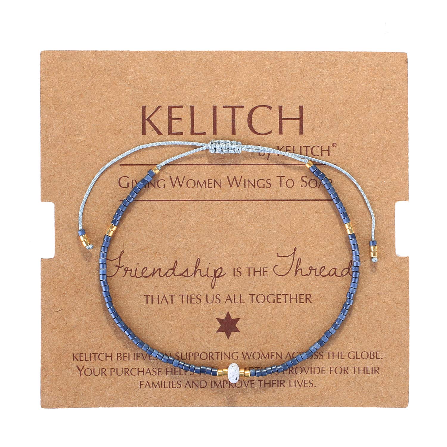 KELITCH Agate Seed Beads Friendship Bracelets for Women - Thin Beaded Bracelet Set, Boho Chic Handmade Jewelry for Beach, Summer, Gifts & Everyday Wear