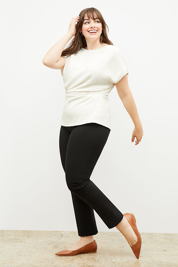 Foster Cigarette Pants for Women - High Waist PowerStretch Workout Leggings - Black - Perfect for Yoga, Running & Gym