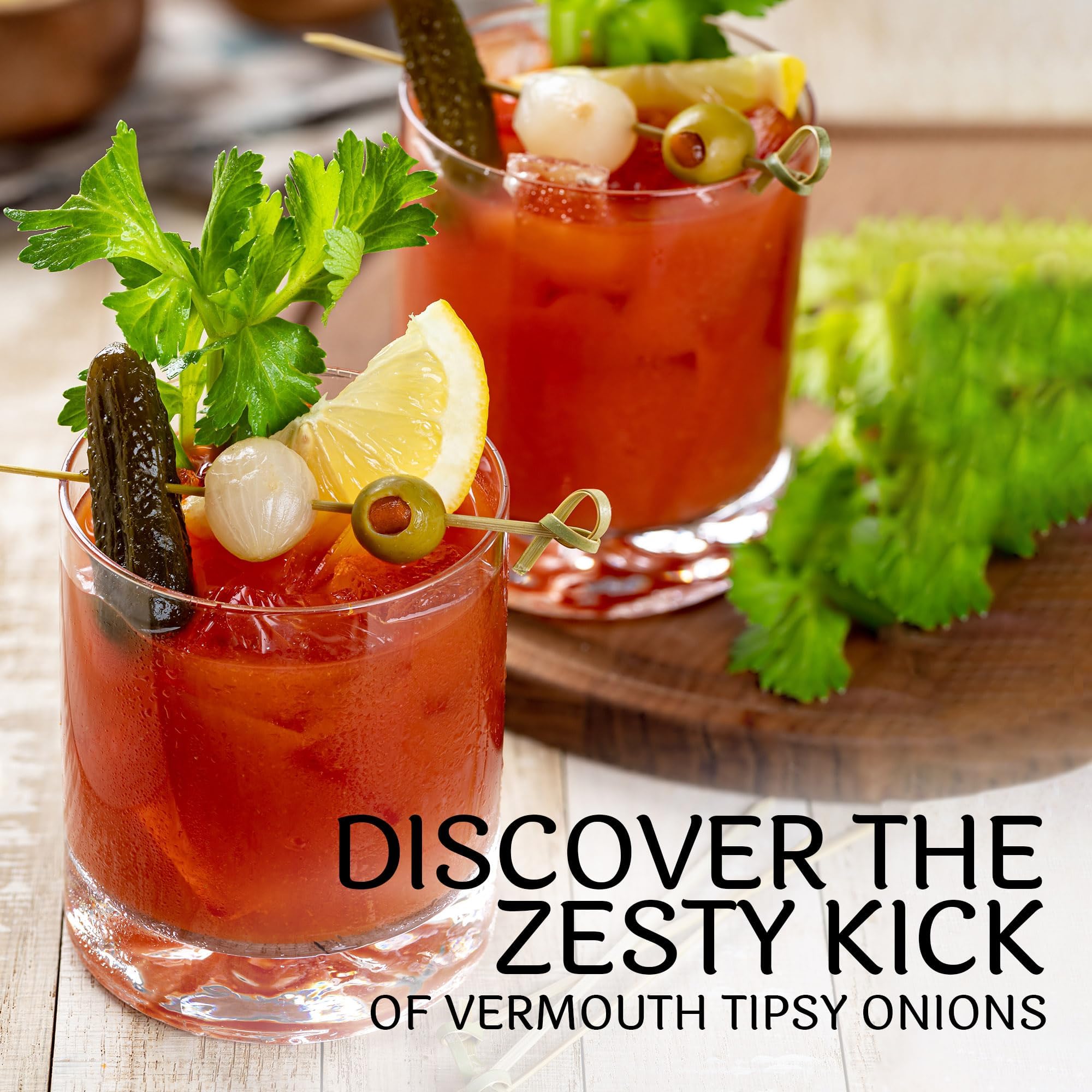 Premium Tipsy Cocktail Onions in Jar with French Vermouth - Gourmet Pickled Silverskin Onions for Martinis, Gibsons & Bloody Marys - Kosher Parve Cocktail Garnish - Sable & Rosenfeld - 10.9oz (Pack of 4) - Perfect for Home Bars, Dinner Parties & Holiday Entertaining