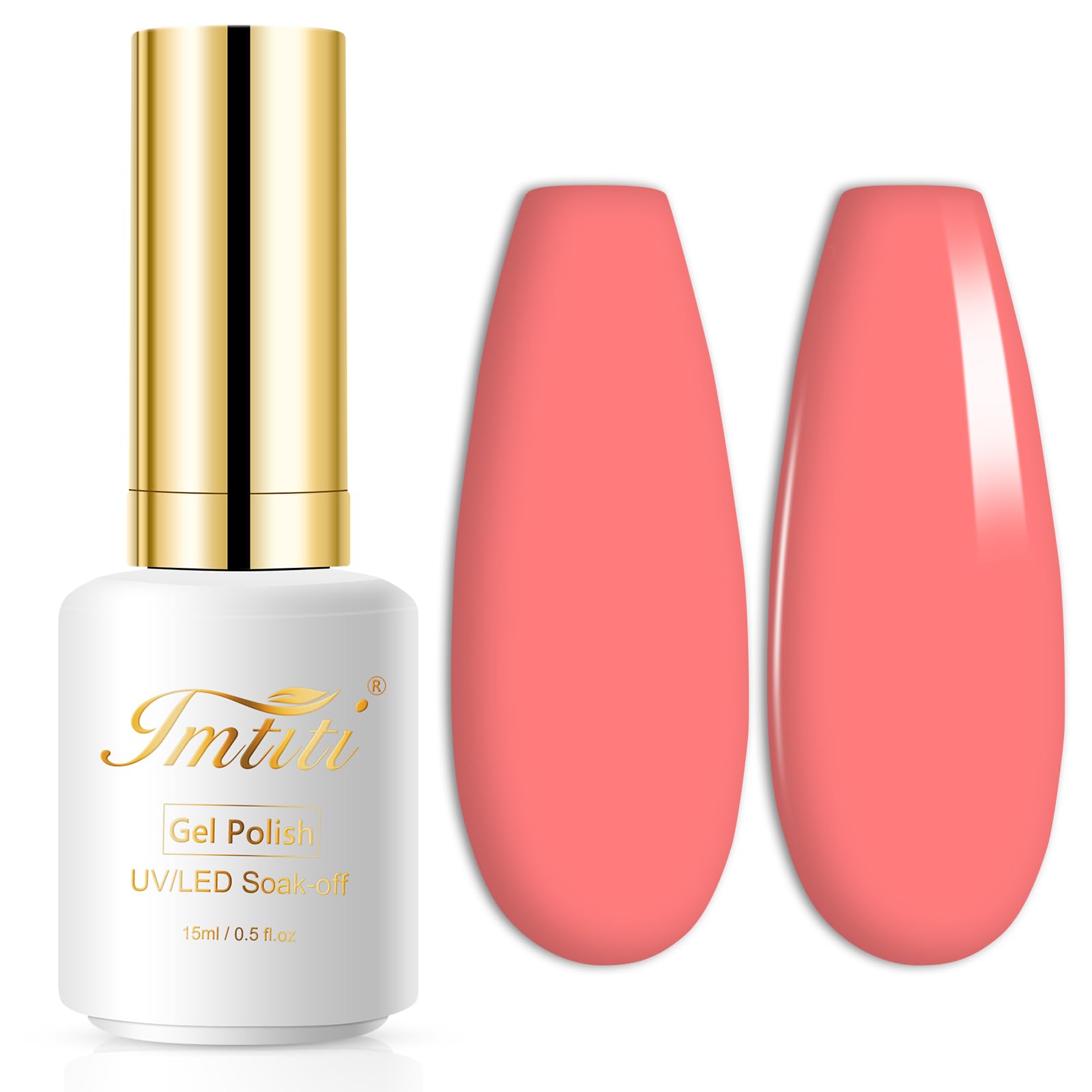 Imtiti Light Coral Gel Nail Polish - 0.5 Fl Oz Coral Orange Nail Lacquer for Salon & DIY Manicure, Long Lasting UV/LED Gel Polish Kit for Women & Girls - Perfect for Spring Summer Nails, Home Nail Art, Gift Ideas & Special Occasions