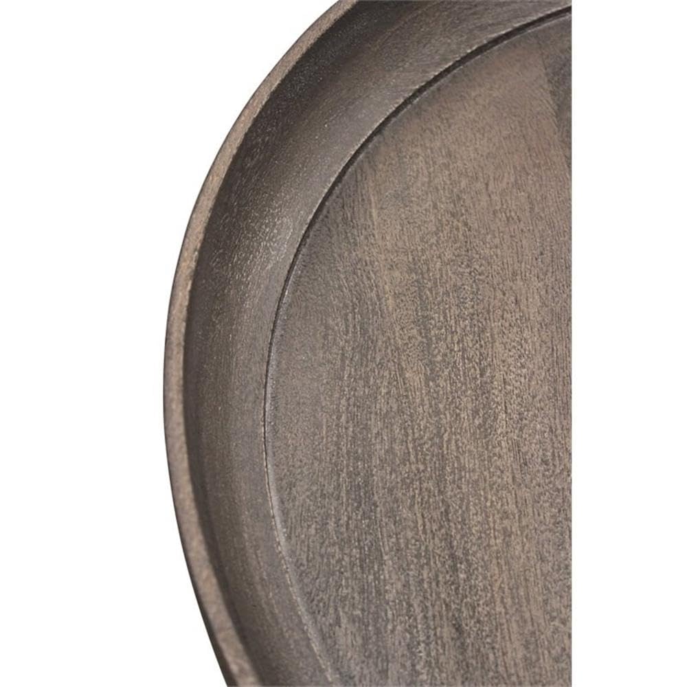 Moti Benedict Jay Solid Wood Round Side Table - Gray Finish - Perfect for Living Room, Bedroom, or Office Accent Table