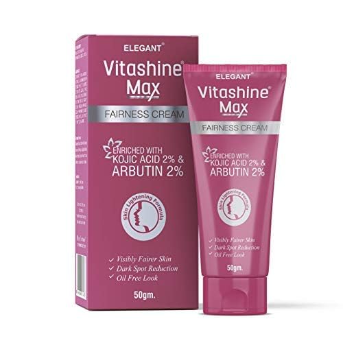 Vitashine Max Fairness Cream 50gm with Kojic Acid & Arbutin - Skin Brightening & Whitening Treatment for Even Tone - Pack of 1 - Perfect for Daily Skincare Routine & Dark Spot Reduction