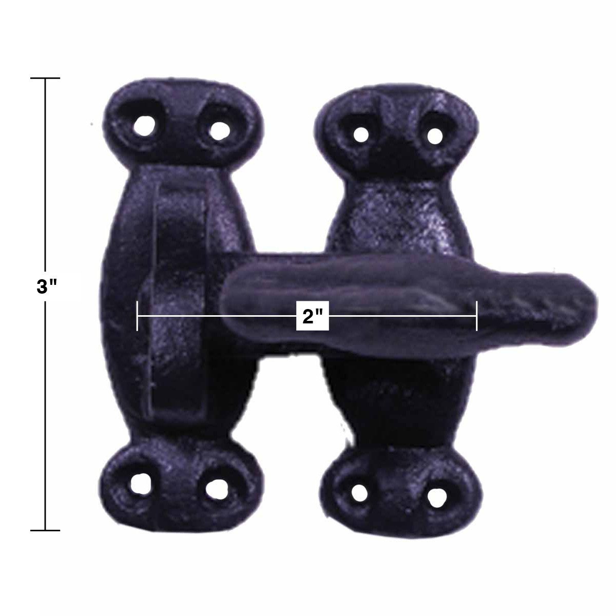 Black Wrought Iron Door Latch 2 Inch - Pack of 10 with Mounting Hardware for Cabinets, Windows & Furniture - Durable Cabinet Latches for Home, Office & RV Use