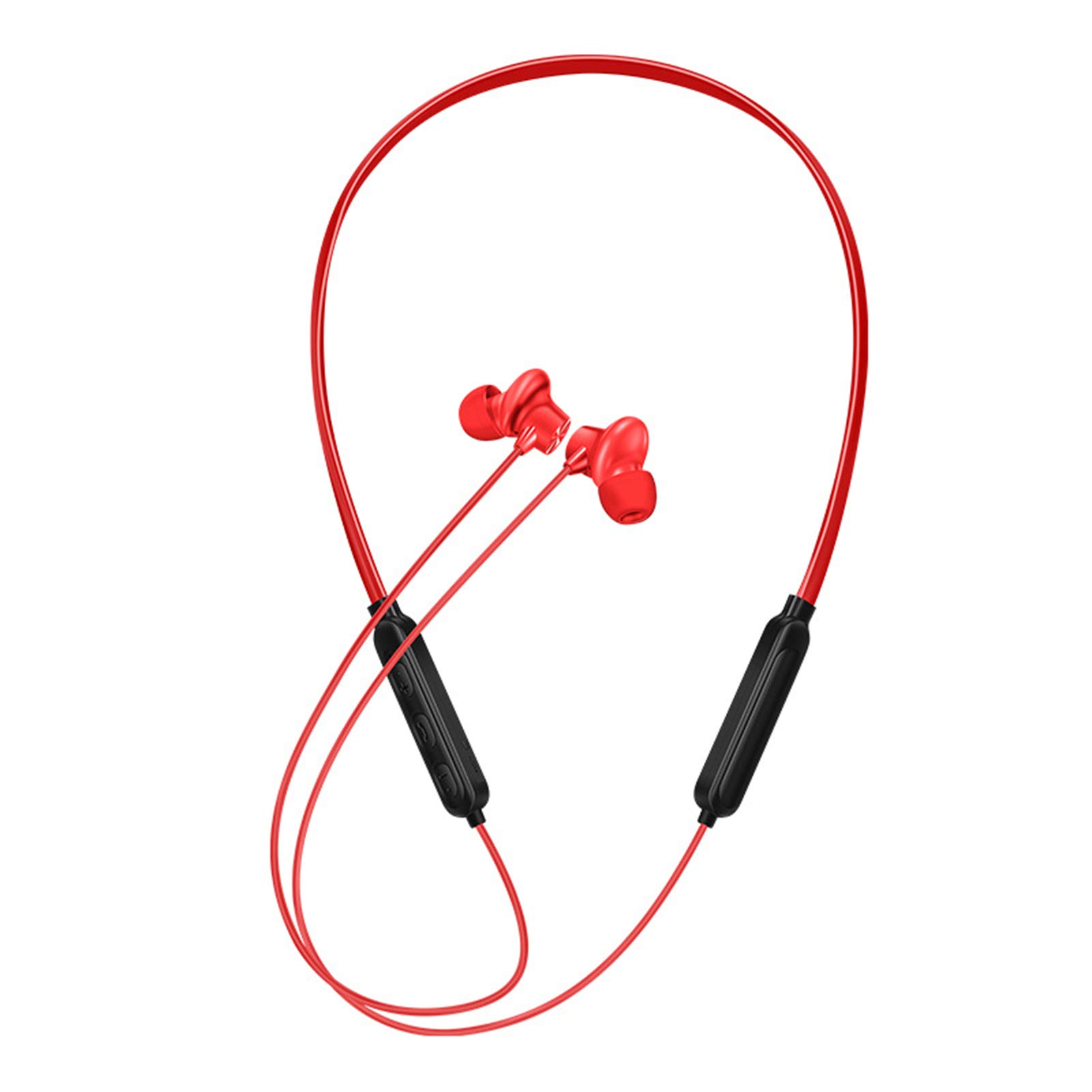 Premium Bluetooth 5.0 Wireless Headphones with Magnetic Neckband - Noise Cancelling Sports Earbuds, Stereo Bass Sound for Running, Gym Workouts & Office Use (Red)