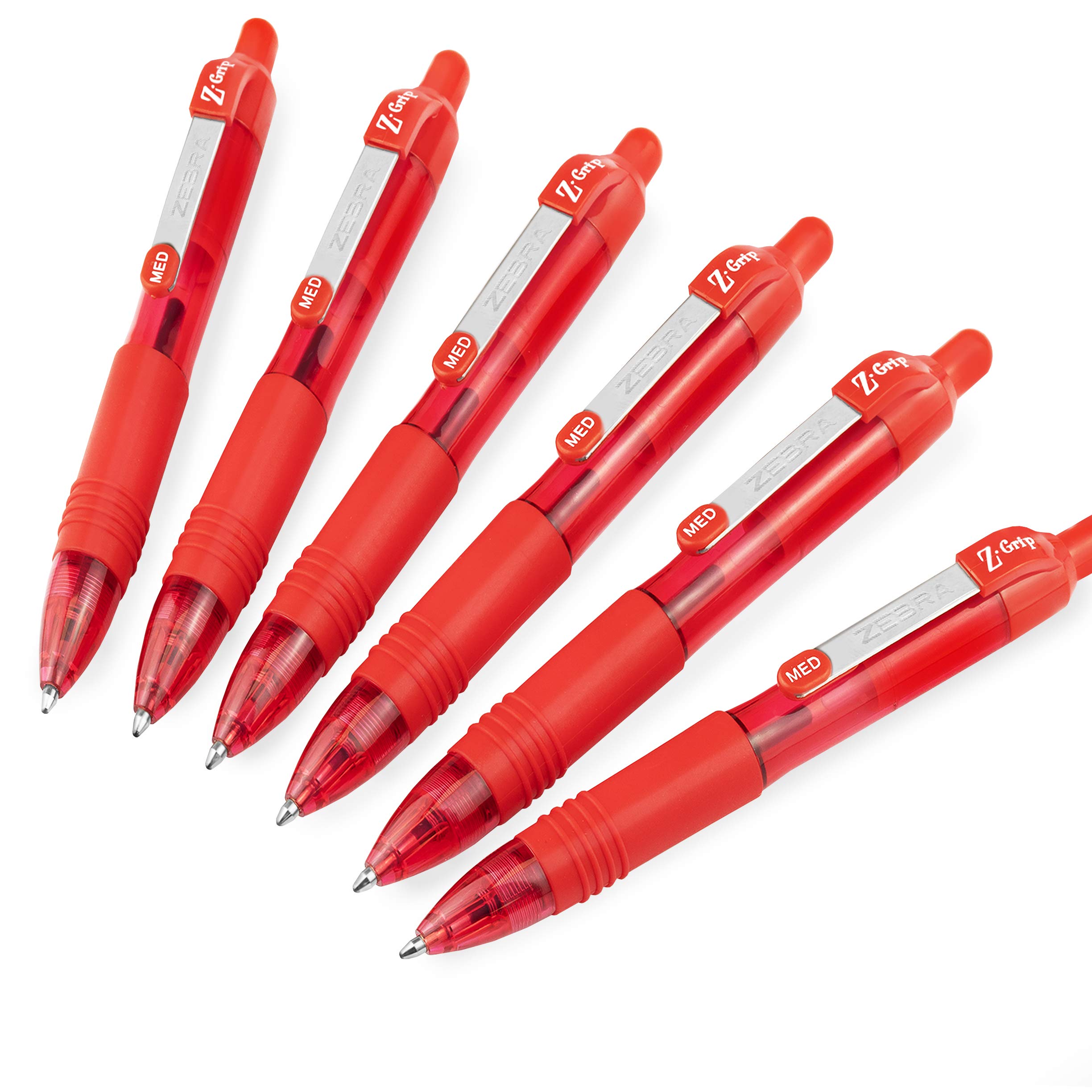 Zebra Z-Grip Smooth Mini Retractable Ballpoint Pens - 1.0mm Fine Point - 6 Pack Red Ink Pens for Office, School & Everyday Writing Tasks
