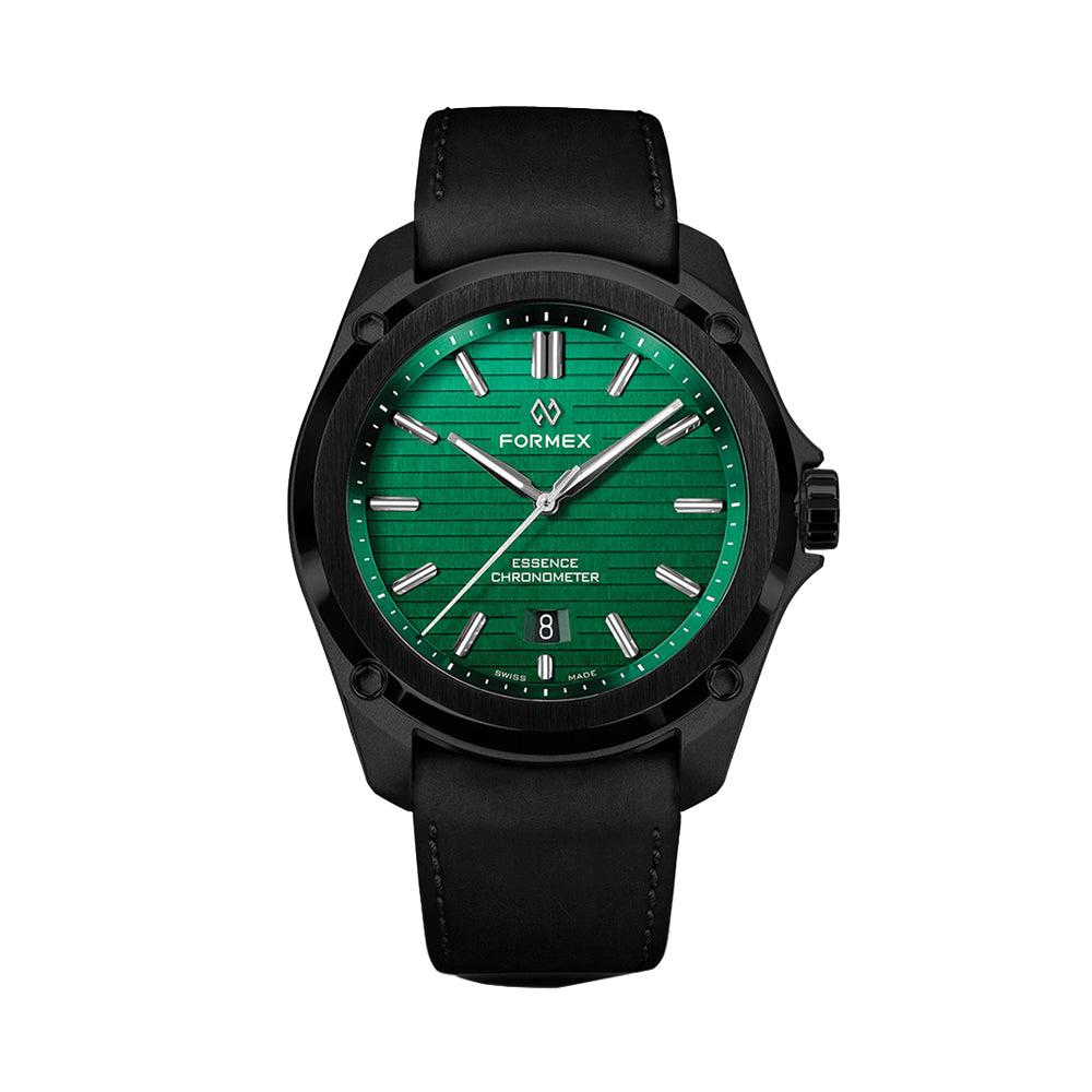 Essence Leggera Automatic Chronometer 43mm Men's Watch - Premium Swiss Made Chronograph with Date Display, Mamba Green Dial & Stainless Steel Band - Perfect for Business, Casual Wear & Special Occasions
