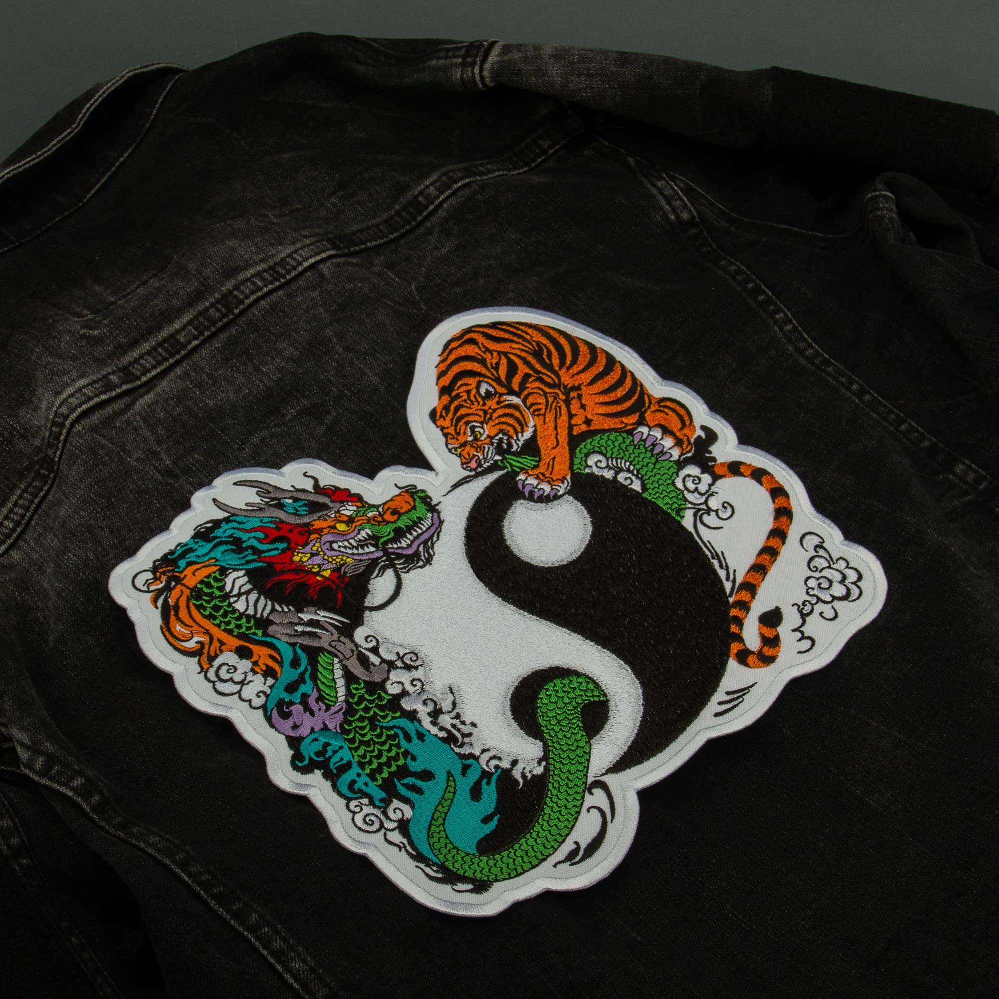 Yin Yang Dragon Tiger Embroidered Iron On Patch 8