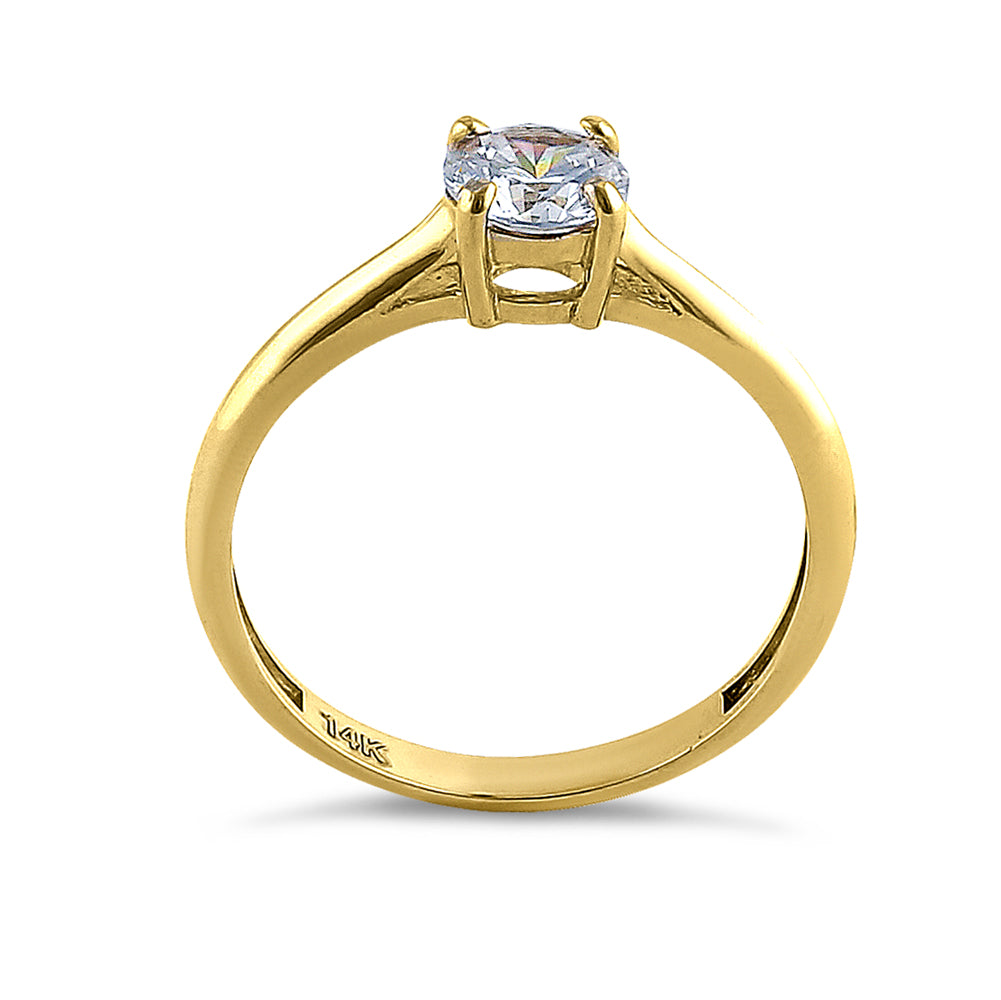 14K Yellow Gold Solitaire Round Cut Cubic Zirconia Engagement Ring for Women - Perfect for Proposals, Anniversaries & Special Occasions