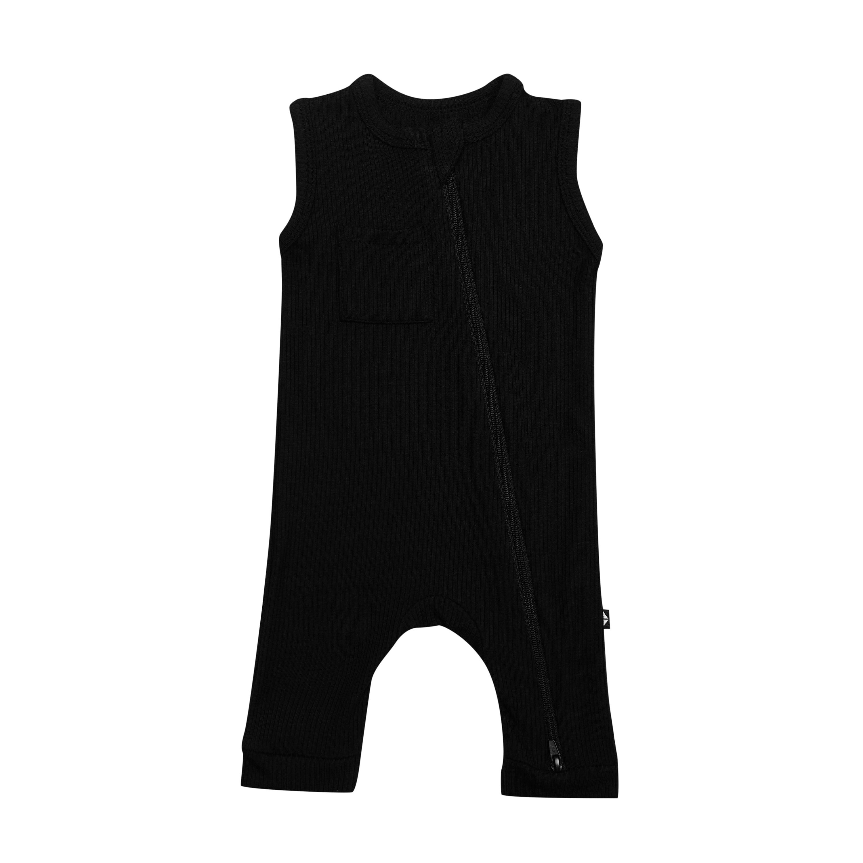 Midnight Blue Ribbed Zippered Sleeveless Romper for Women - Summer Casual Outfit, Beach Cover Up, Lounge Wear